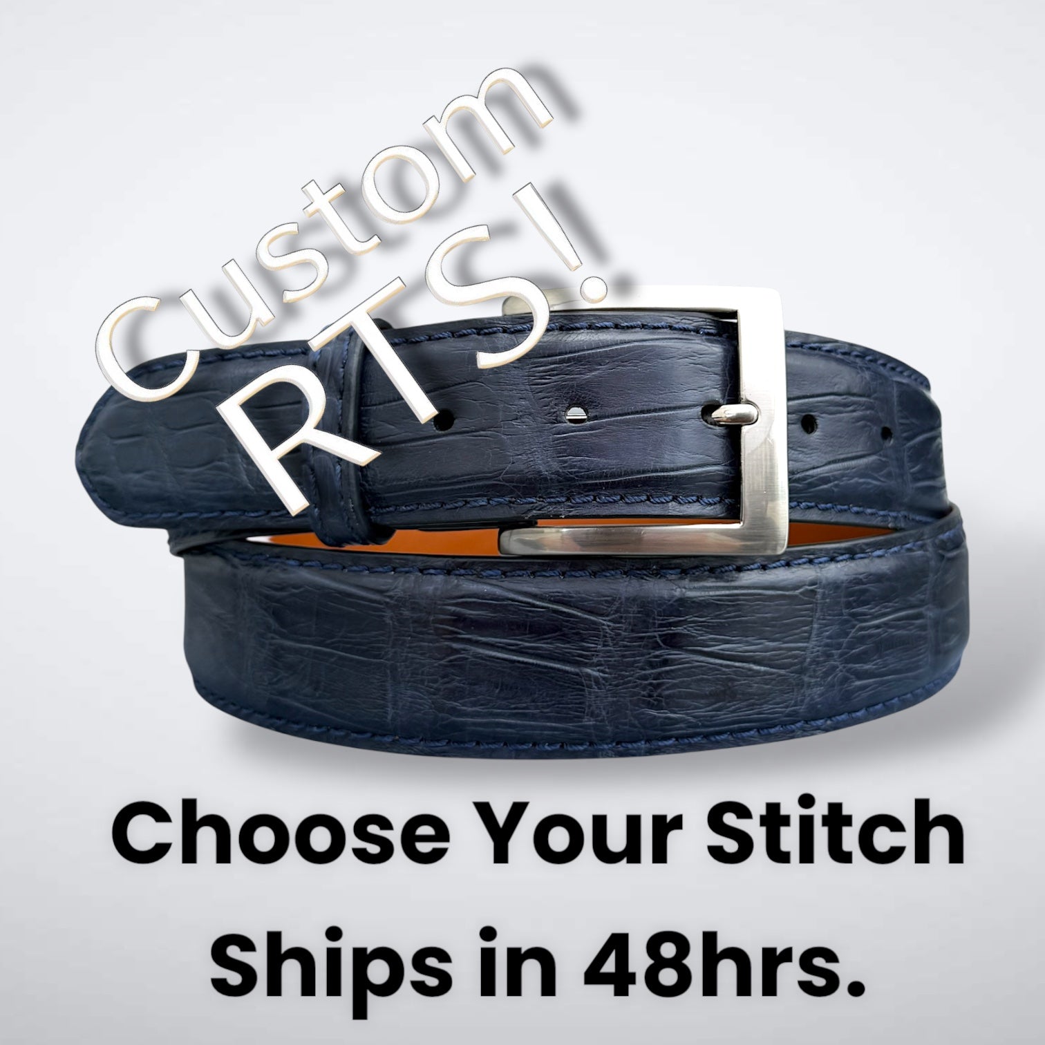 Ready To Ship Custom Alligator Belt: Midnight Latitude (1.5 Width)