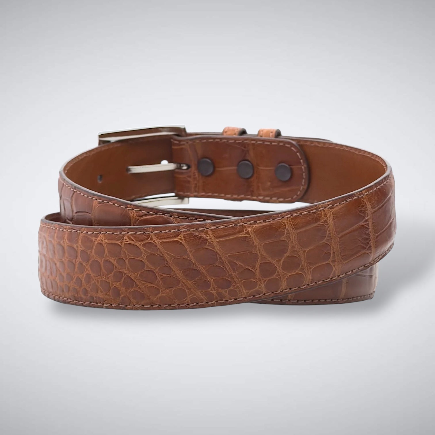 American Matte Alligator Belt One Piece: Cognac