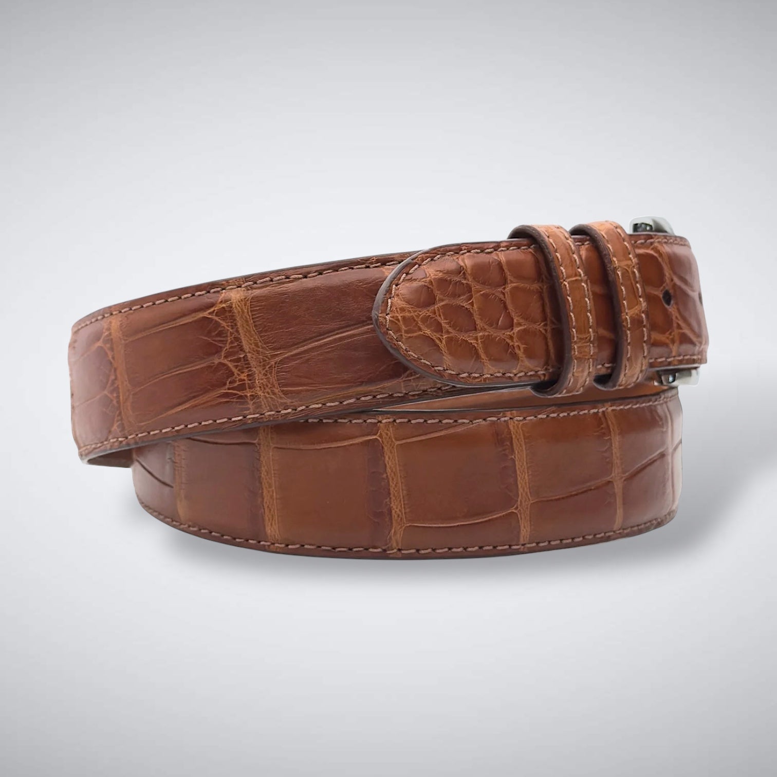 American Matte Alligator Belt One Piece: Cognac