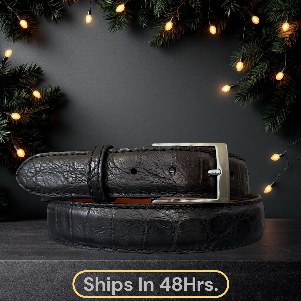 Ravencrest Noir Alligator Belt (black, 1 3/8" wide)