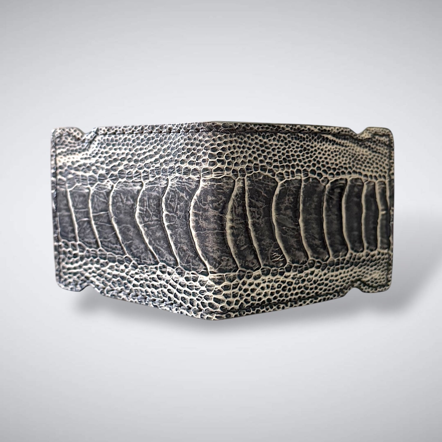 The Pebble Cash Cover — Two-Tone Light Grey & White Ostrich Shin