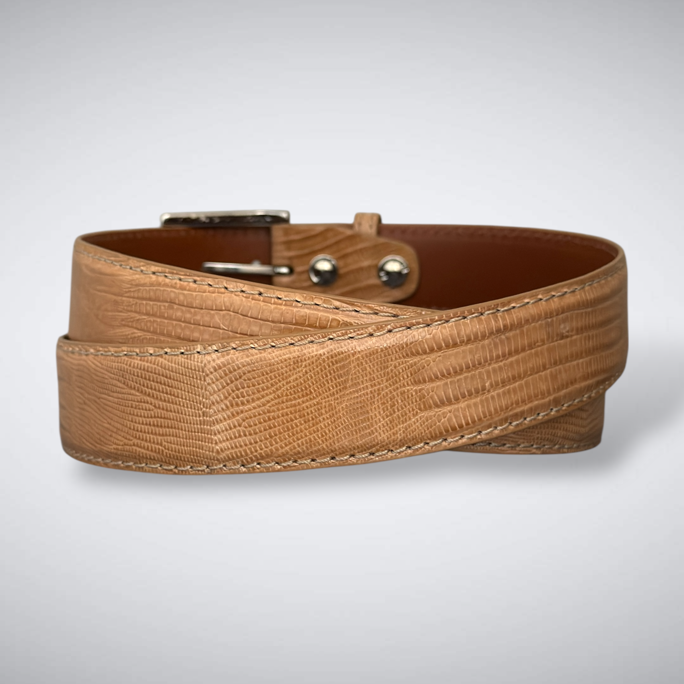Atacama Lizard Belt (Tan Tonal Stitch)