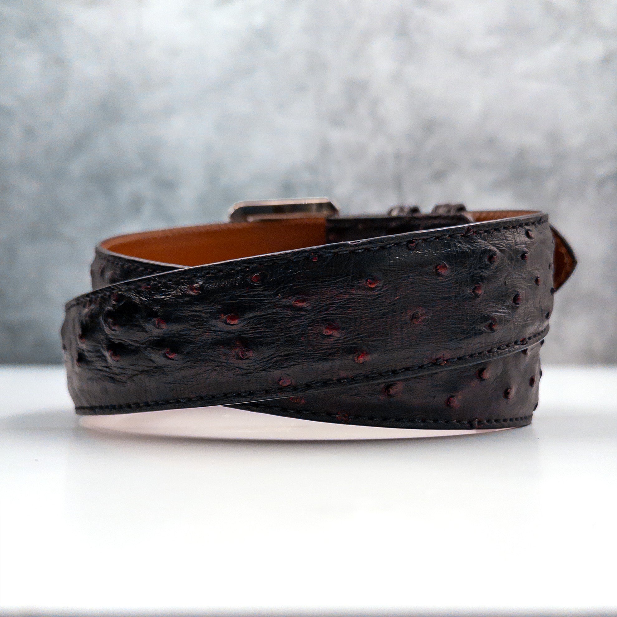 Ostrich Quill Belt: Black Cherry