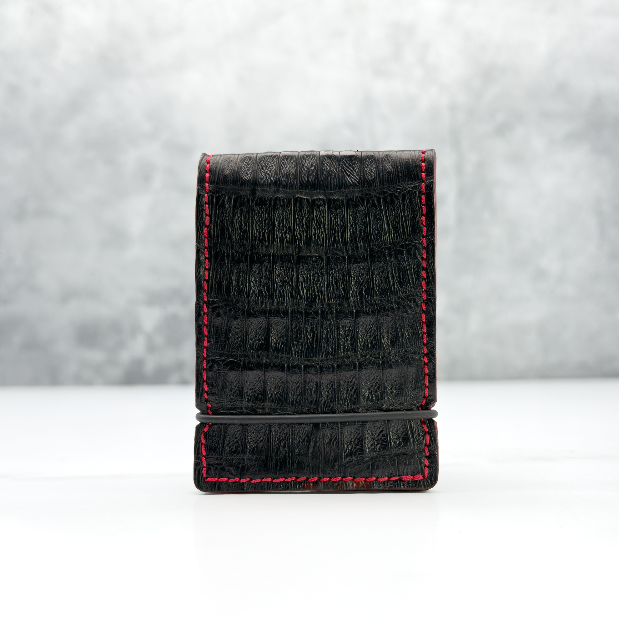 Matte Caiman Crocodile Cash Cover: Crimson Apex