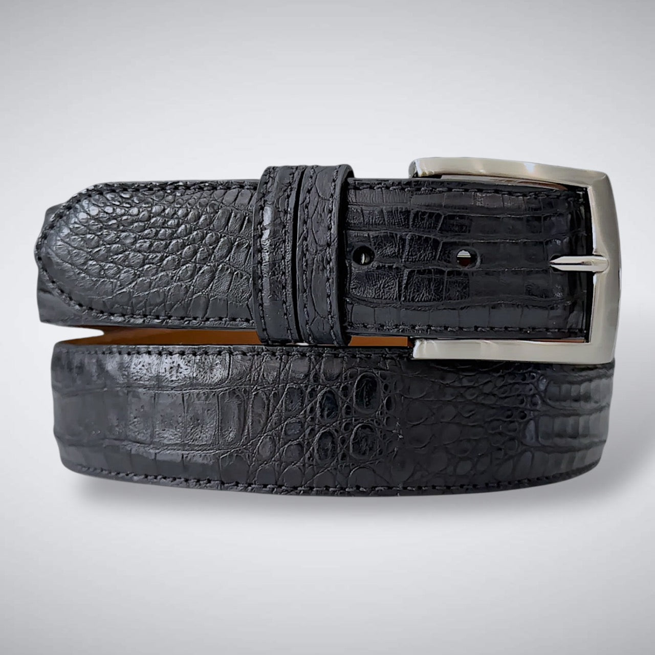Argentine Caiman Belt: Black