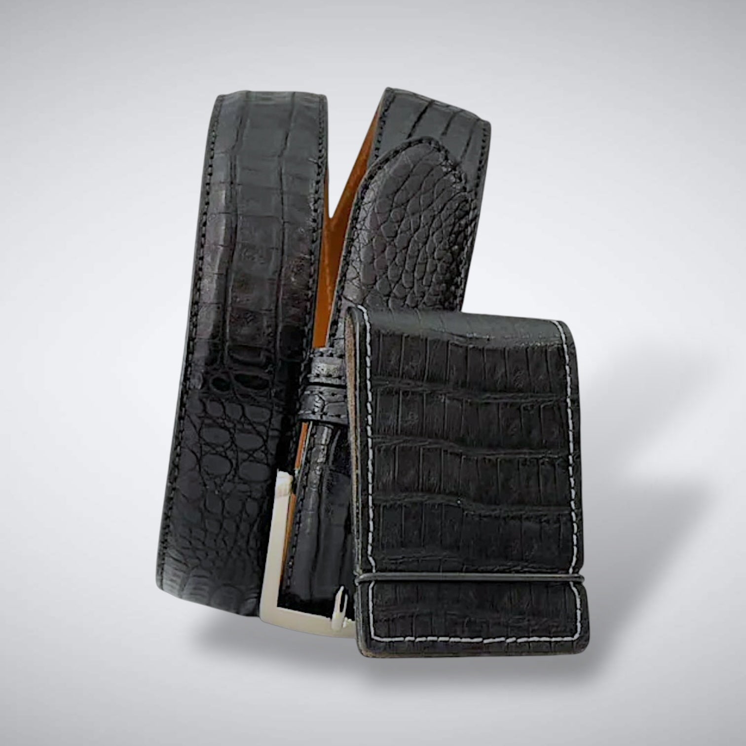 Argentine Caiman Belt: Black