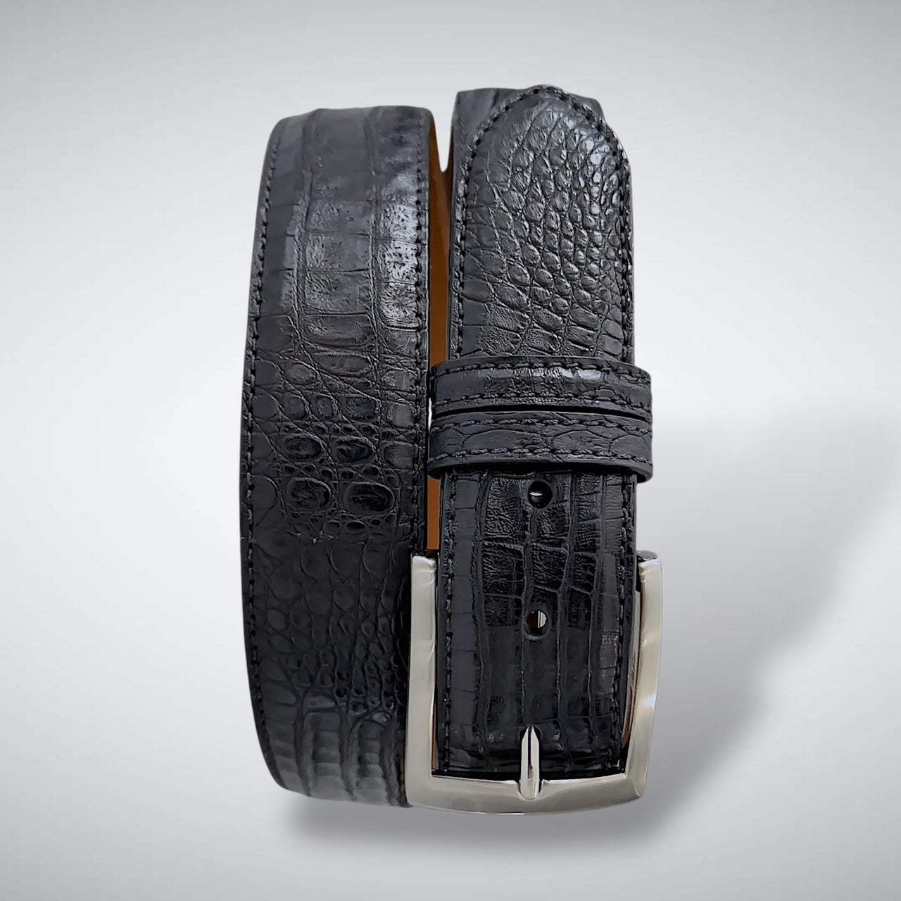 Argentine Caiman Belt: Black