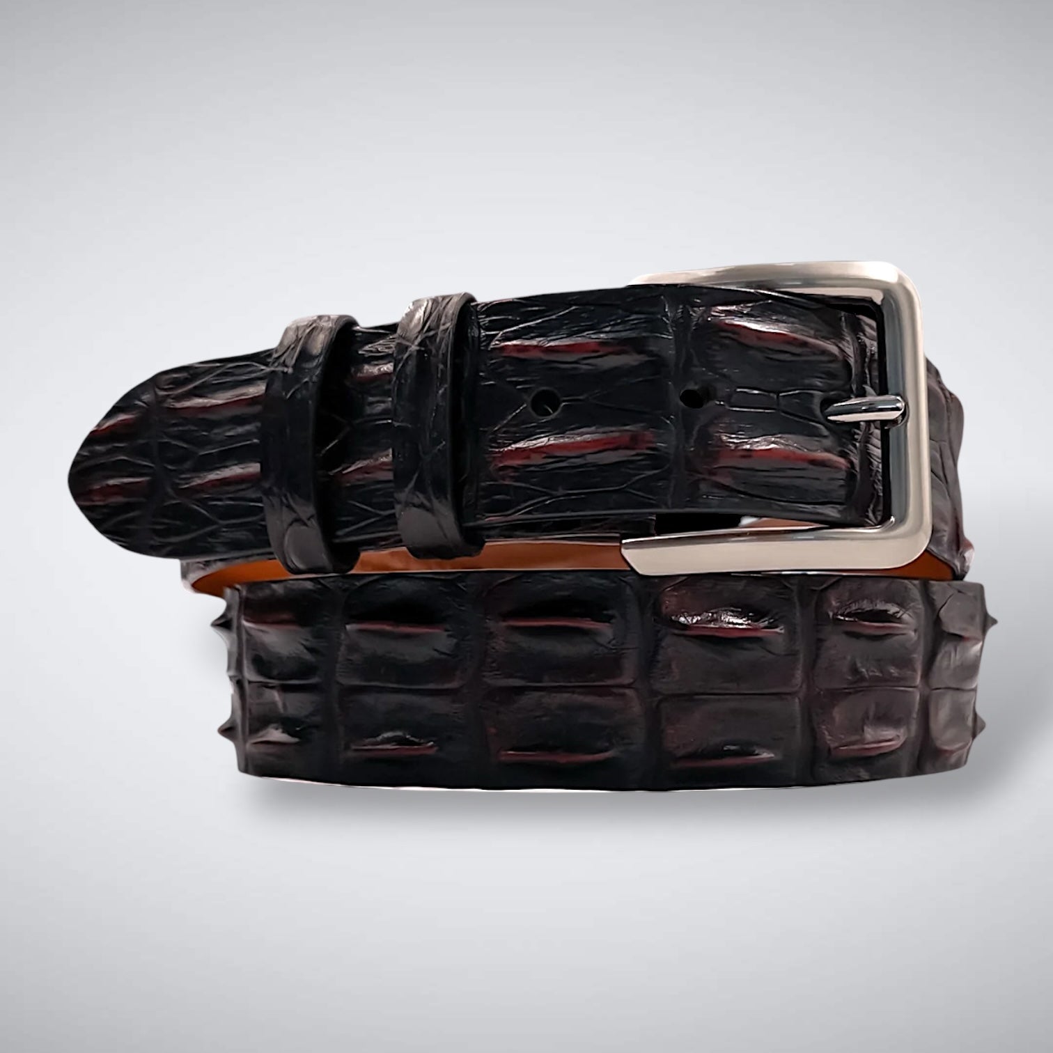 Saltwater Crocodile Belt: Black Cherry
