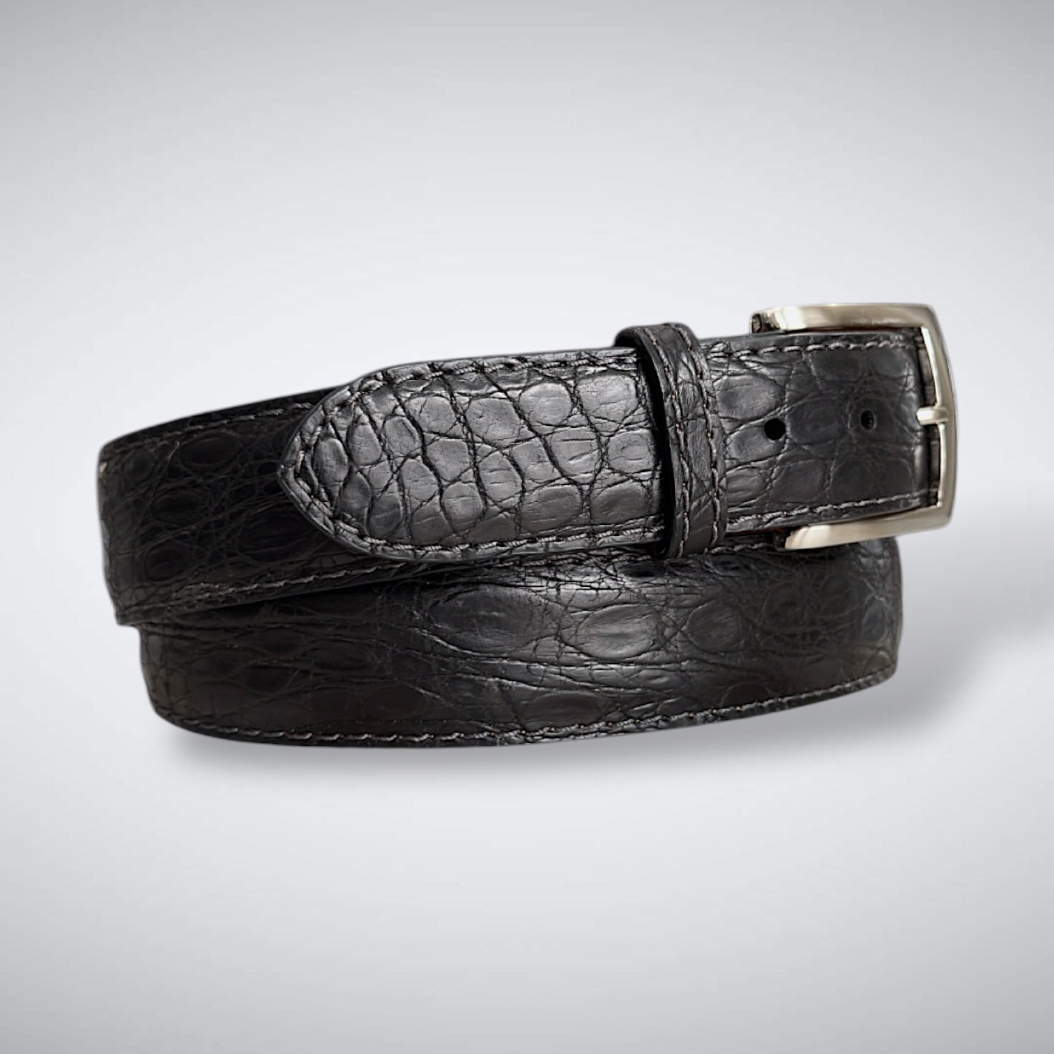 Matte Crocodile Belt: Black