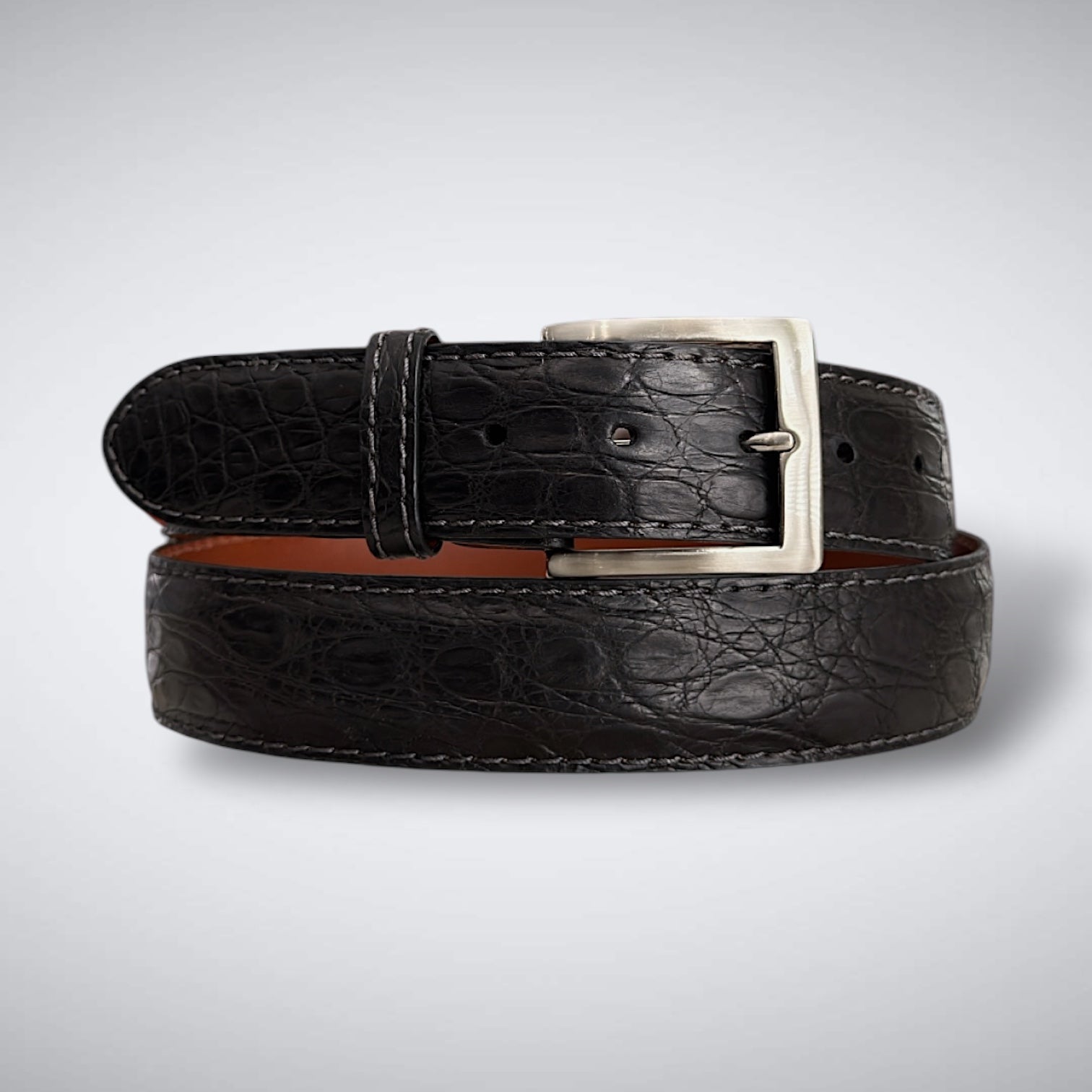 Matte Crocodile Belt: Black