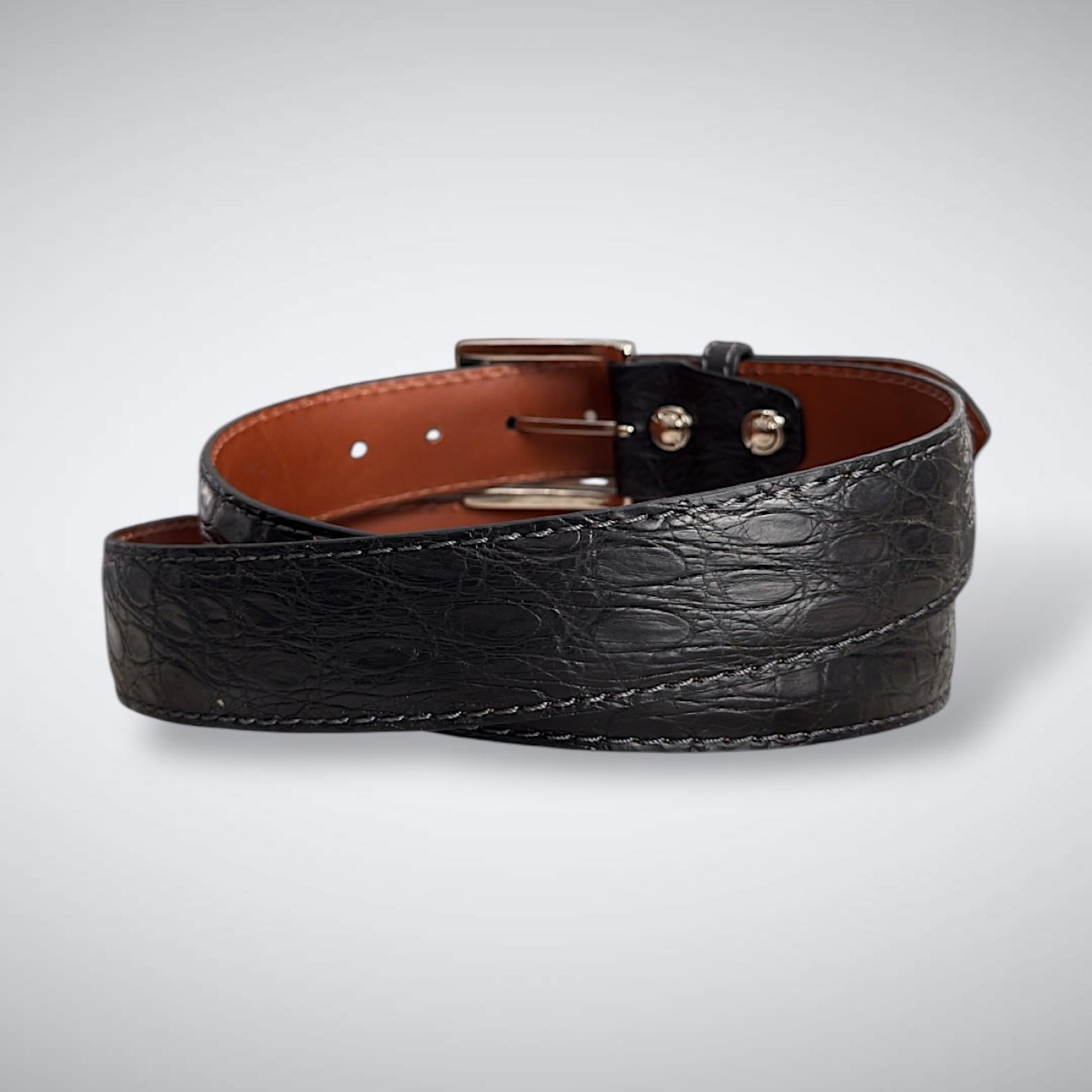 Matte Crocodile Belt: Black