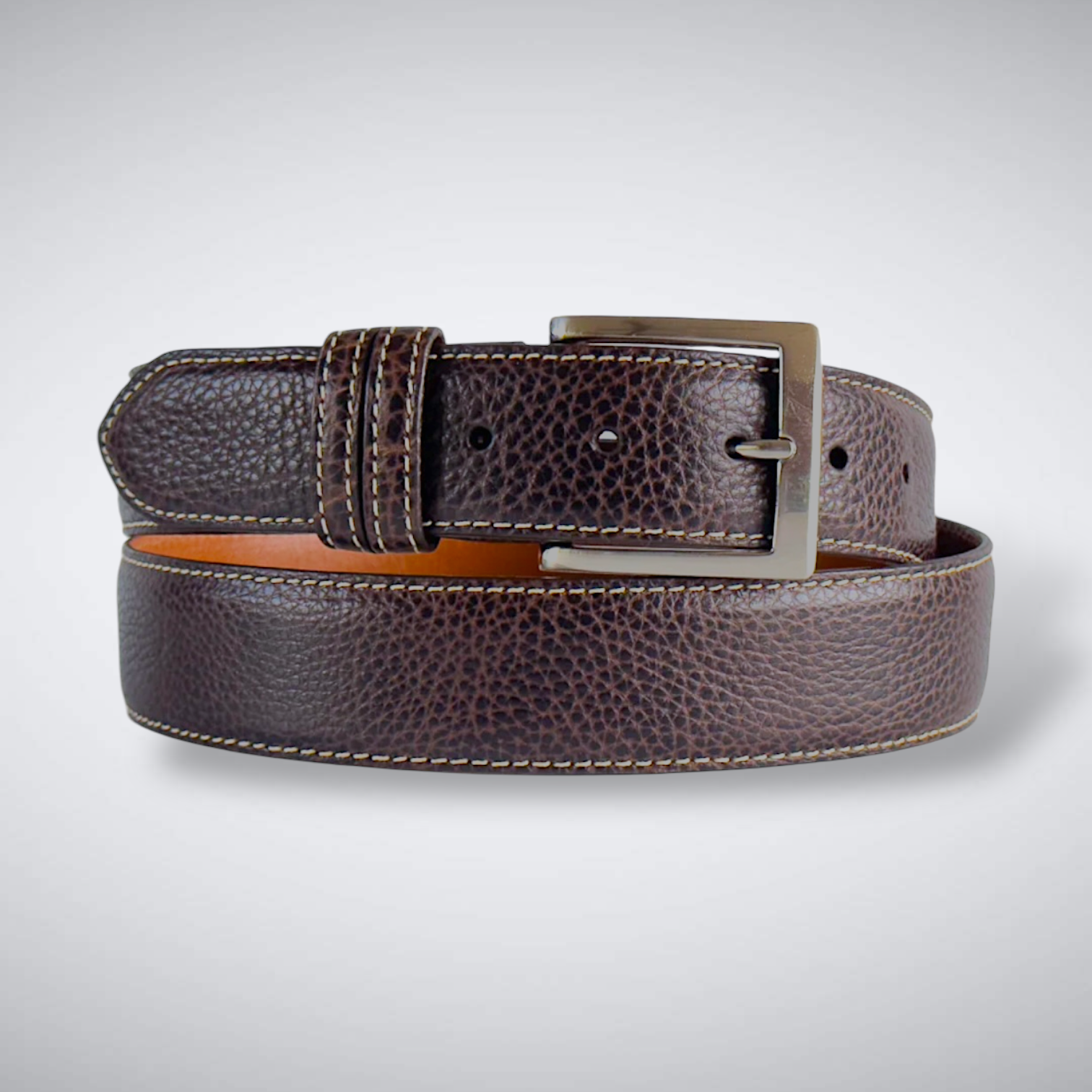 Badlands Bison Belt (Brown Khaki Stitch)