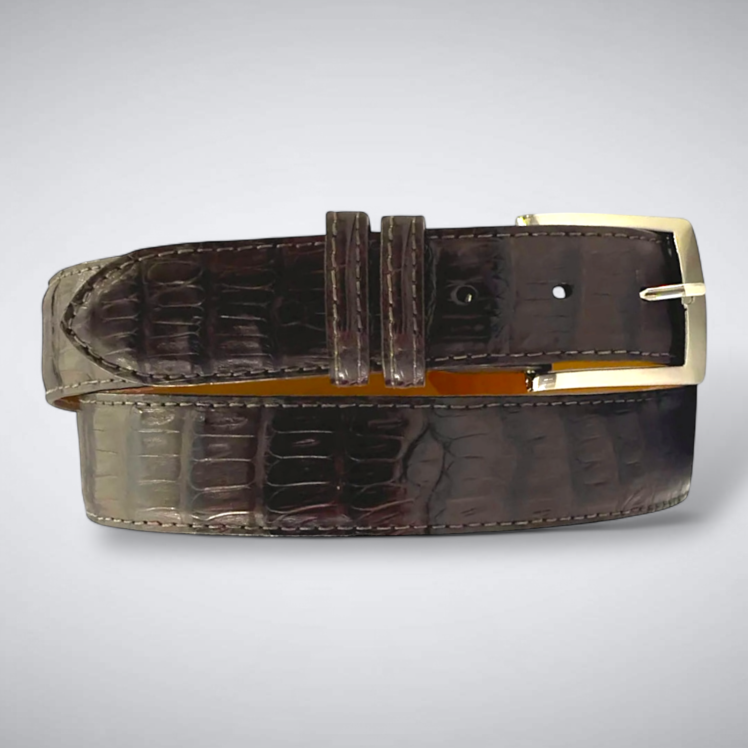 Matte Caiman Tail Belt: Brown