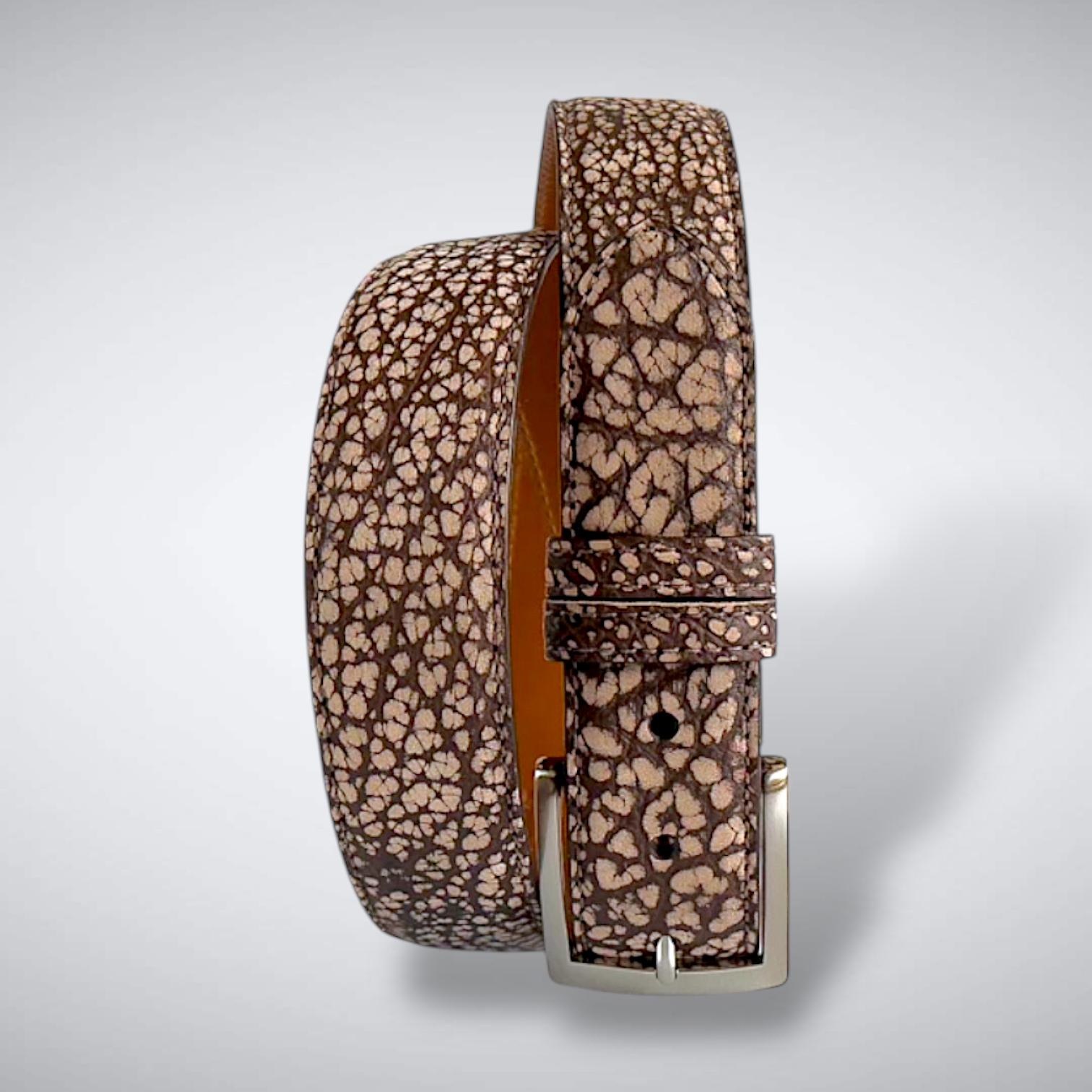 American Bison Belt: Brown Suede