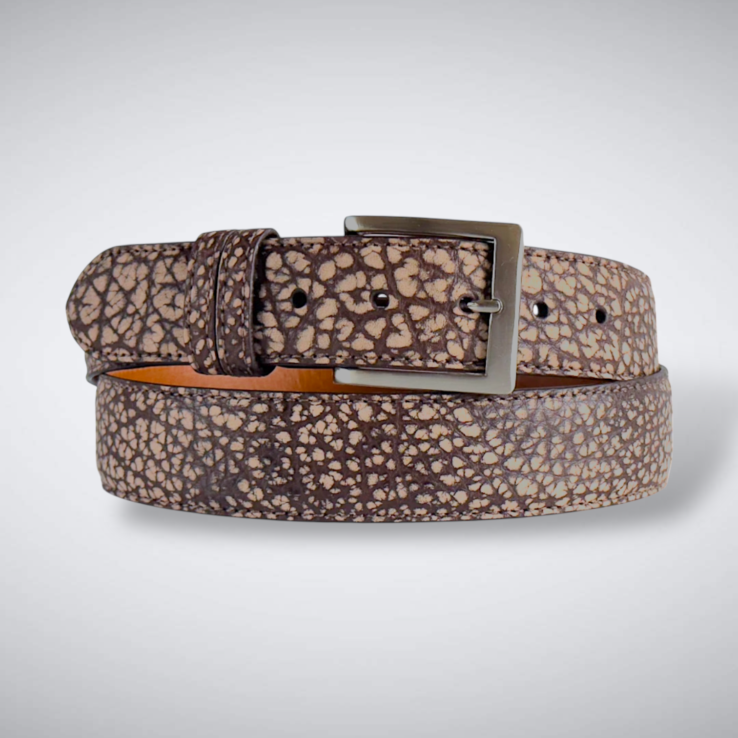 American Bison Belt: Brown Suede