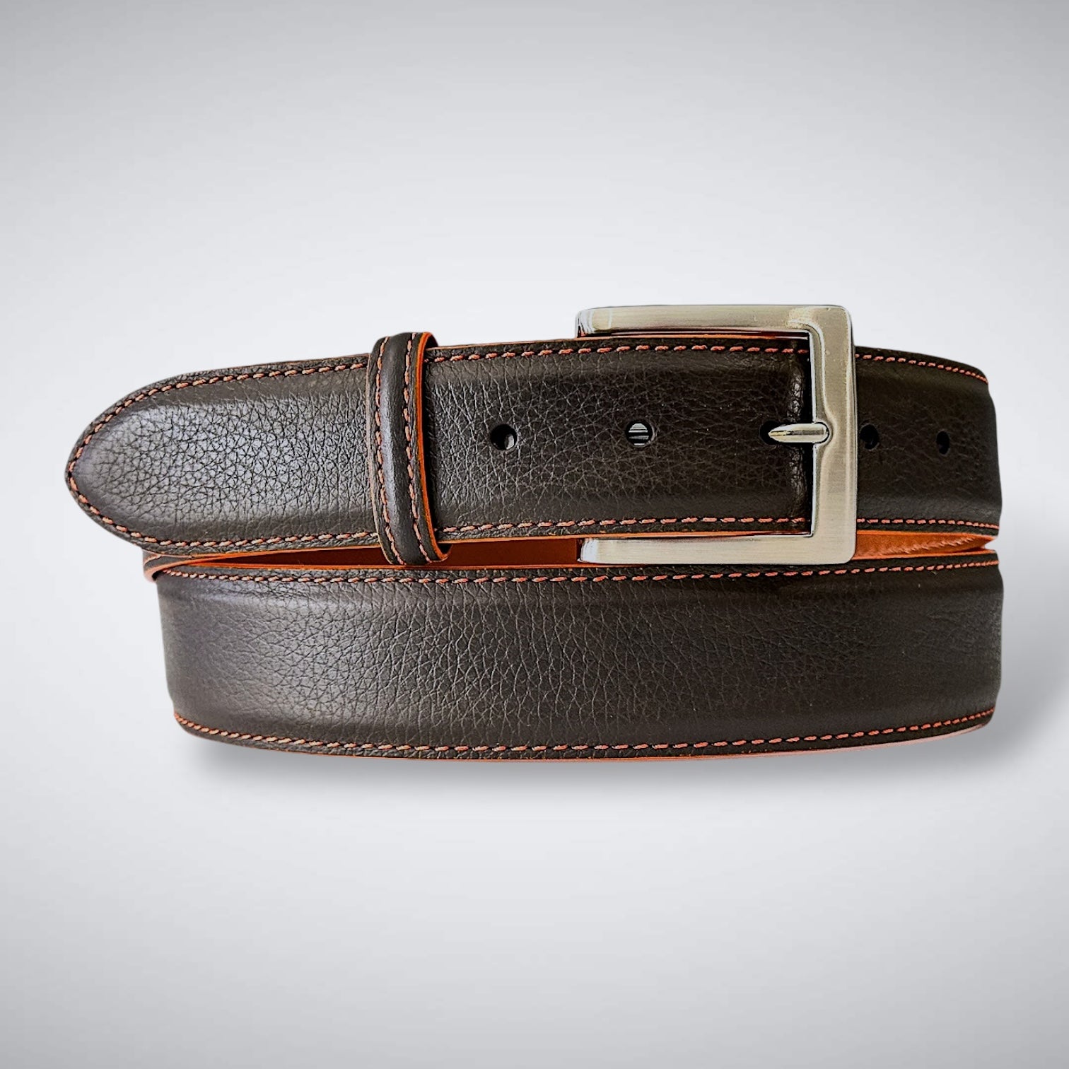 Italian Pebble Grain Calf Belt: Brown