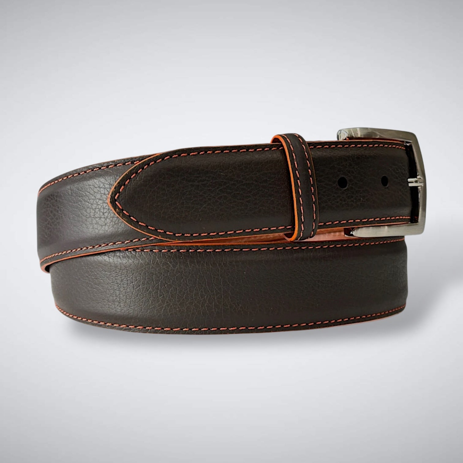 Italian Pebble Grain Calf Belt: Brown