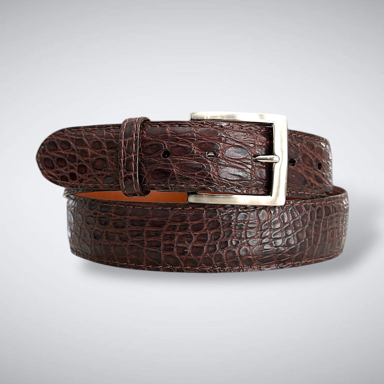 Matte Crocodile Belt: Brown