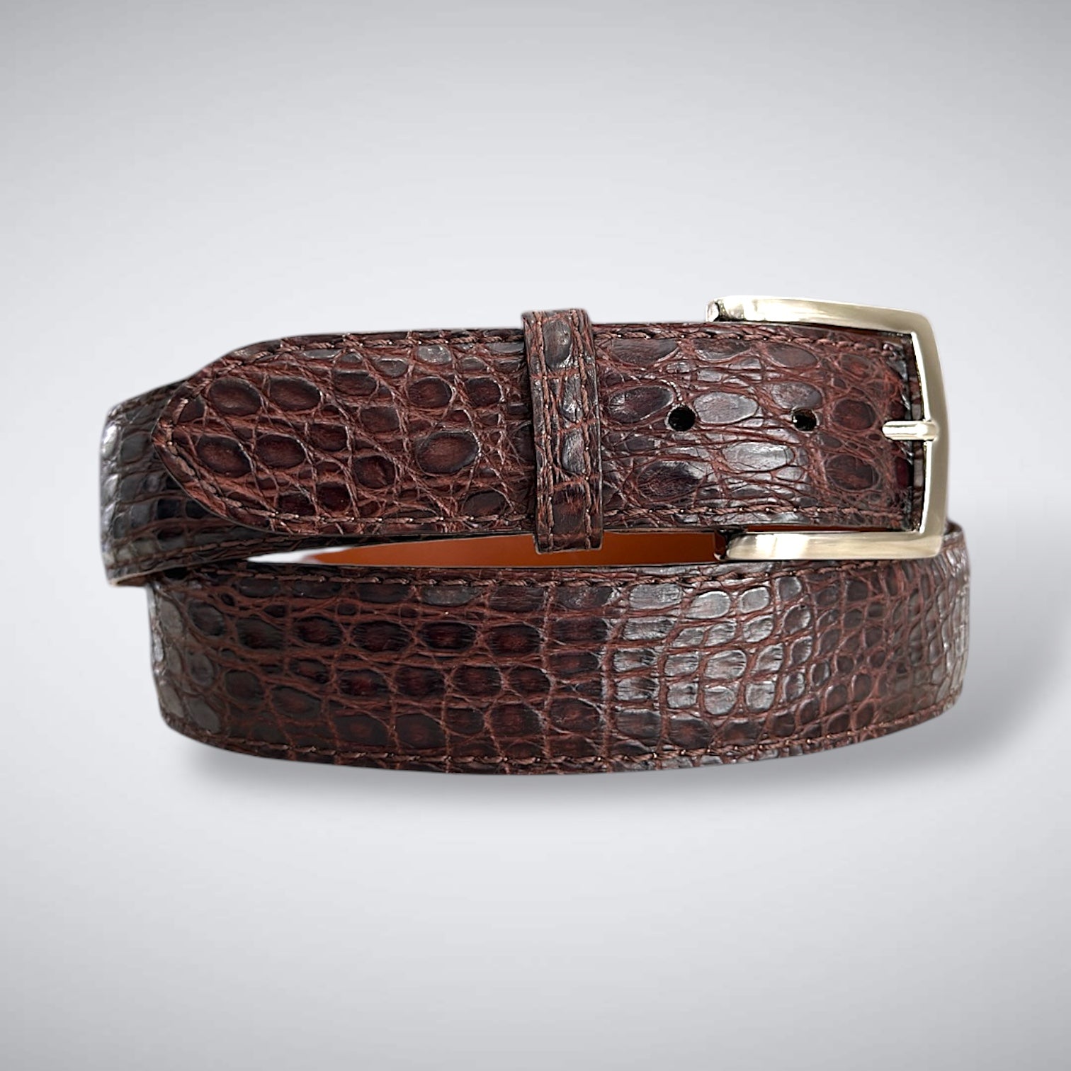 Matte Crocodile Belt: Brown
