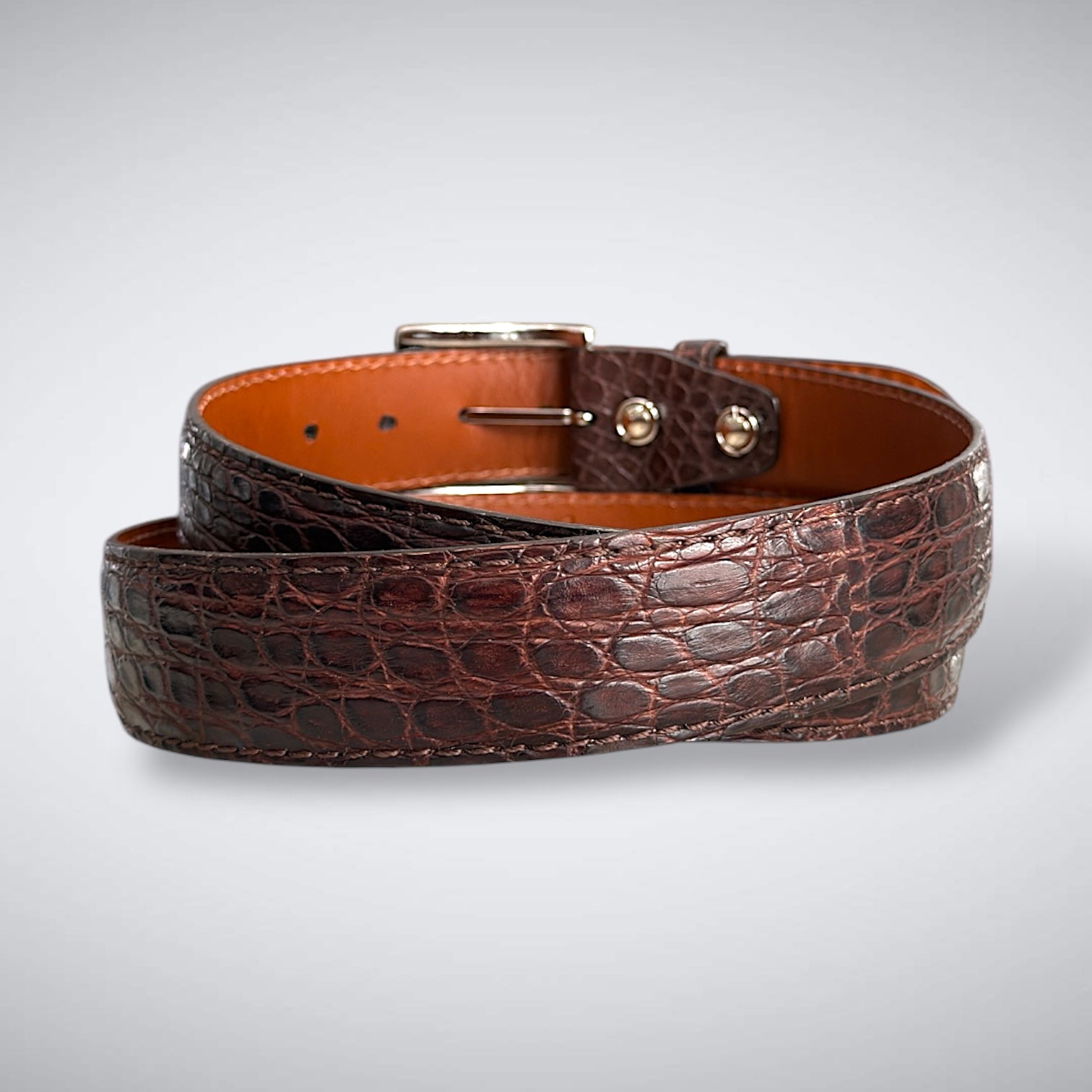Legacy Crocodile Flank Belt (Brown Tonal Stitch)