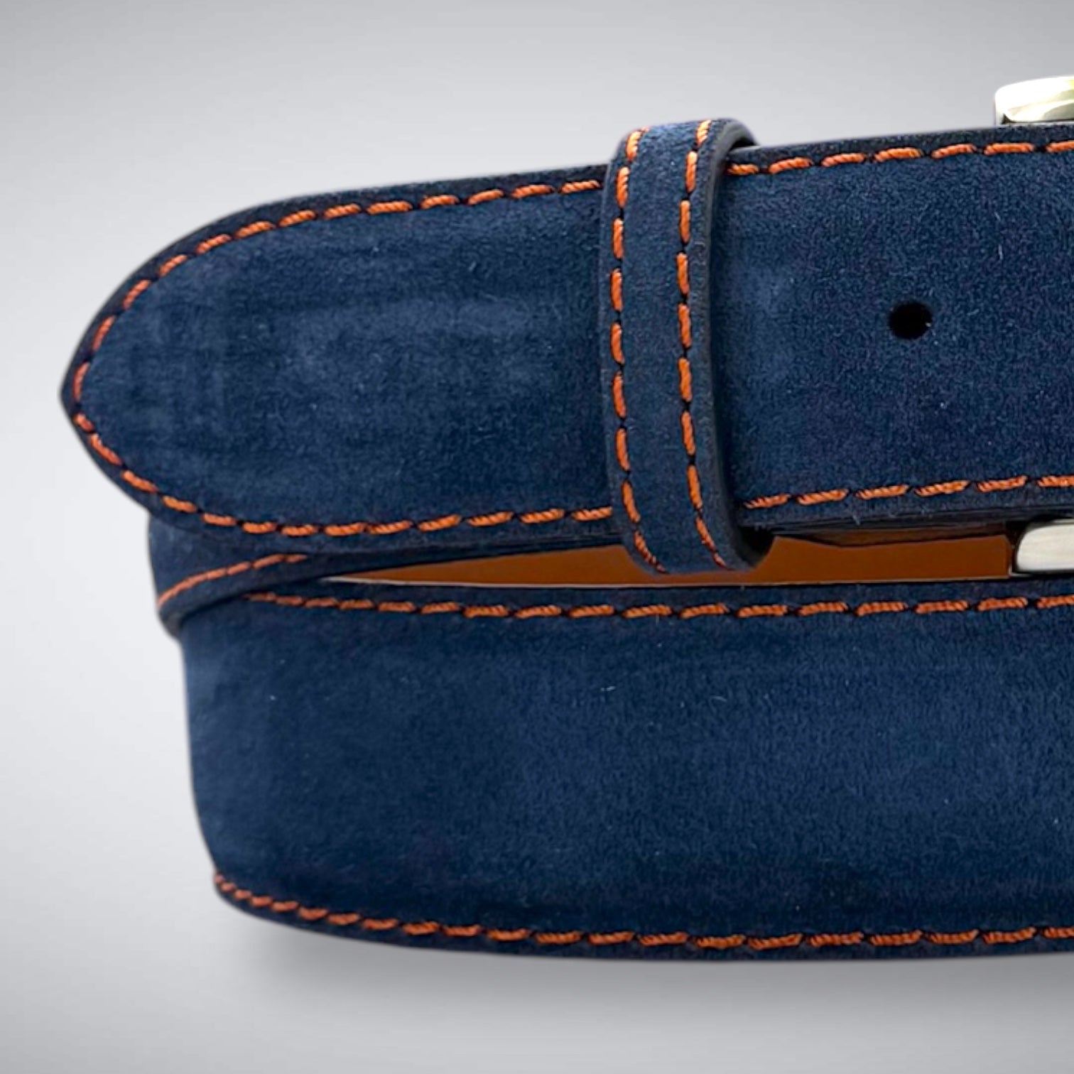 Ready To Ship Italian Calf Suede Belt: Cavalier Blue (1.5 Width)