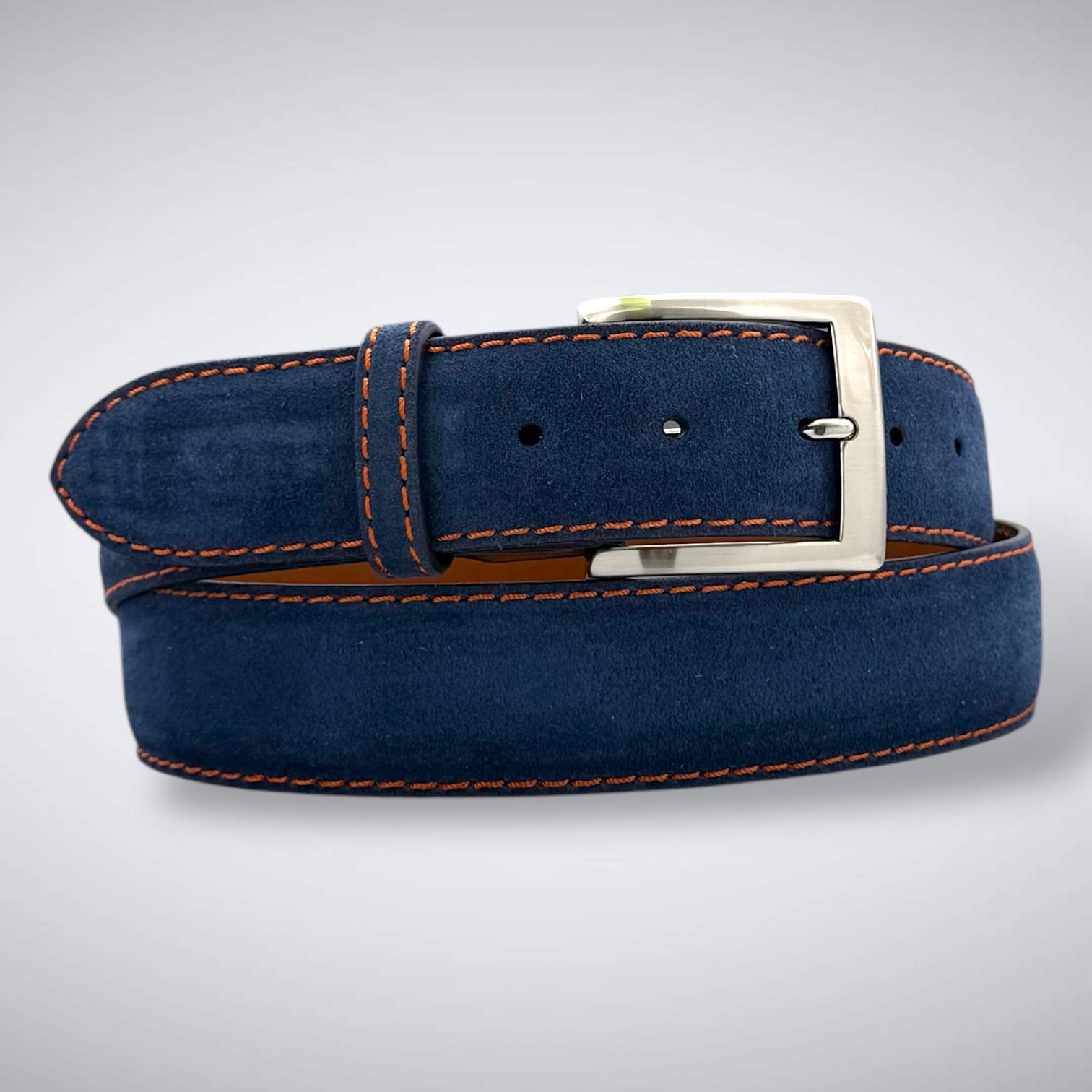 Ready To Ship Italian Calf Suede Belt: Cavalier Blue (1.5 Width)