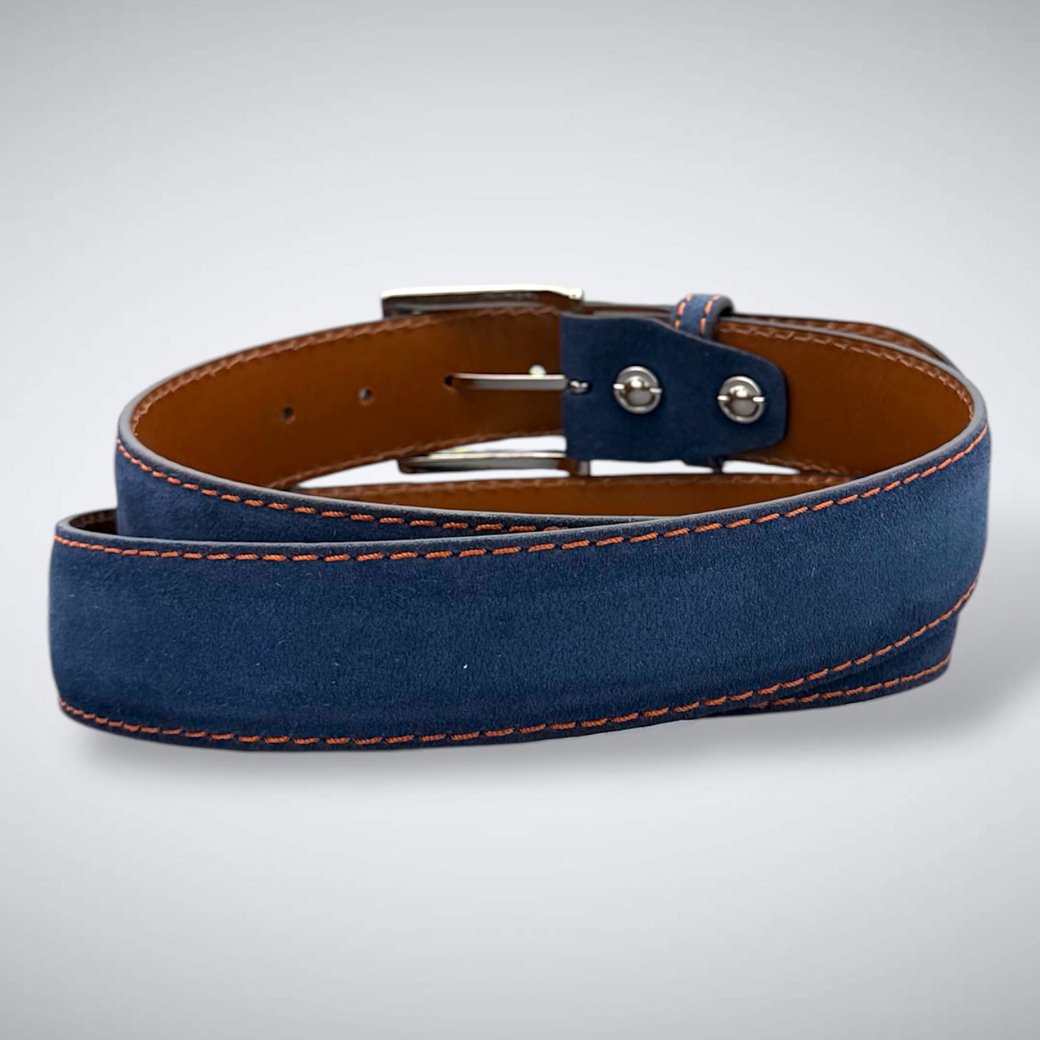 Ready To Ship Italian Calf Suede Belt: Cavalier Blue (1.5 Width)