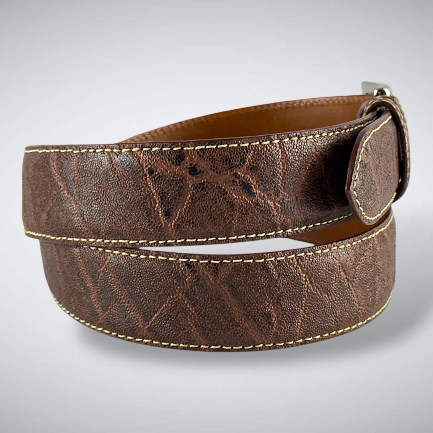 Savannah Elephant Belt (Chestnut Khaki Stitch)