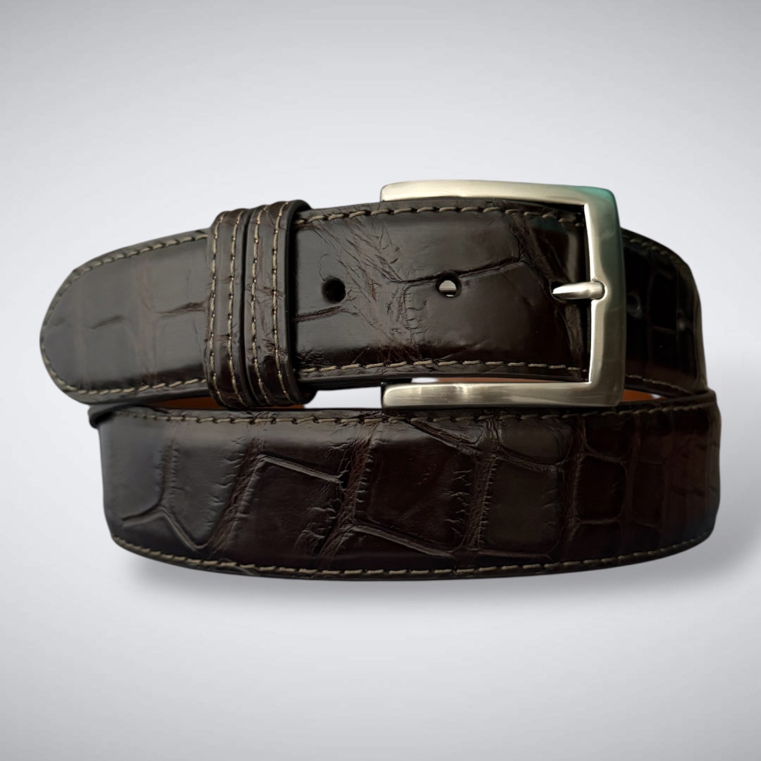 Ready To Ship One Piece Alligator Belt: Chocolate Reserve