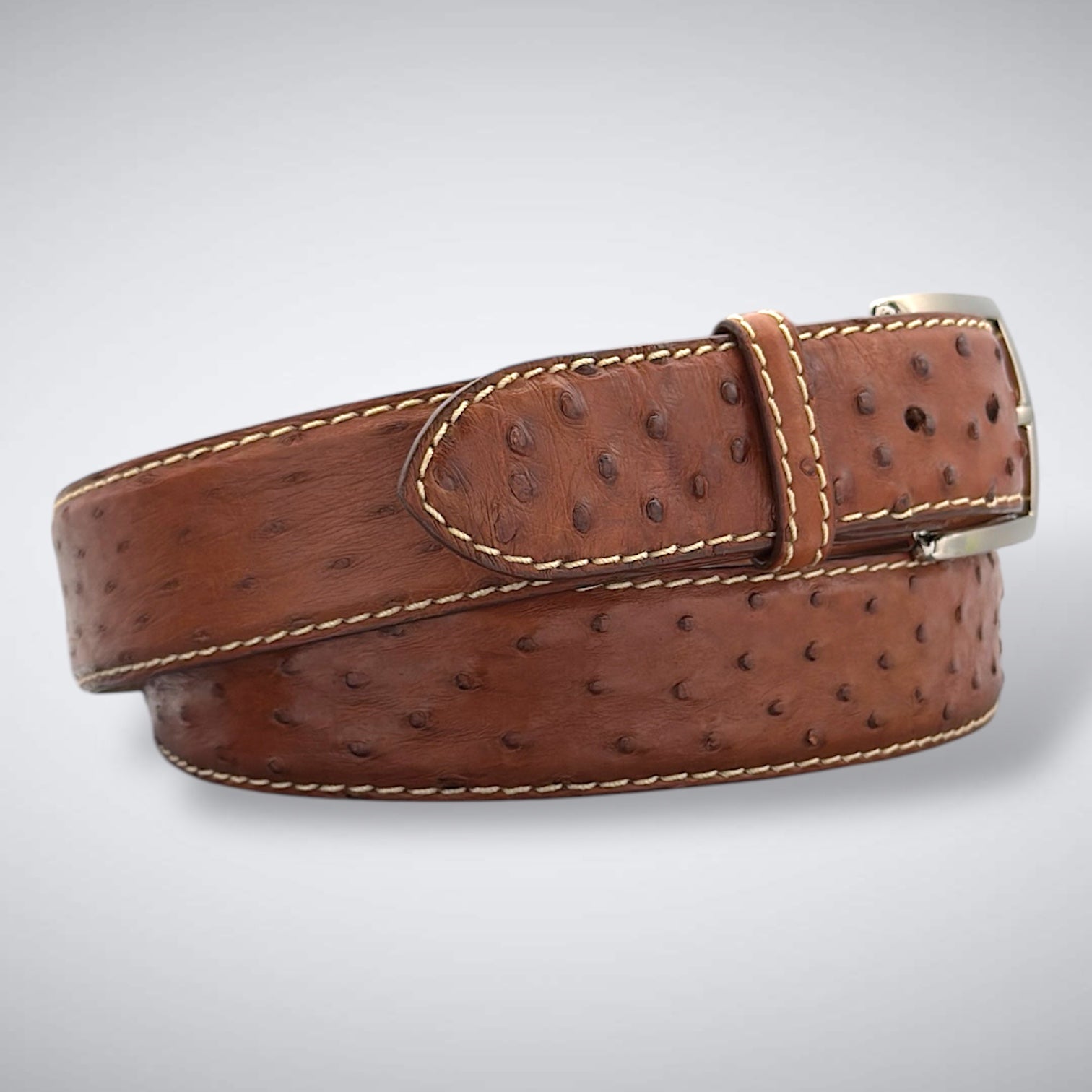 Ostrich Quill Belt: Cognac