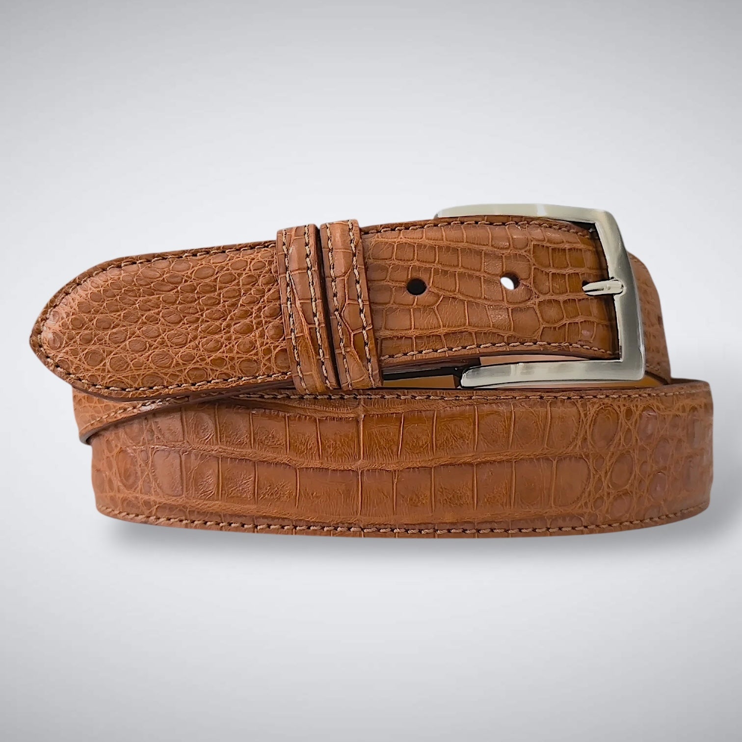 Argentine Caiman Belt: Cognac