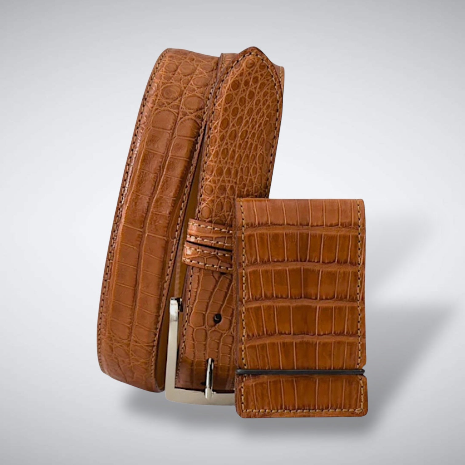 Argentine Caiman Belt: Cognac