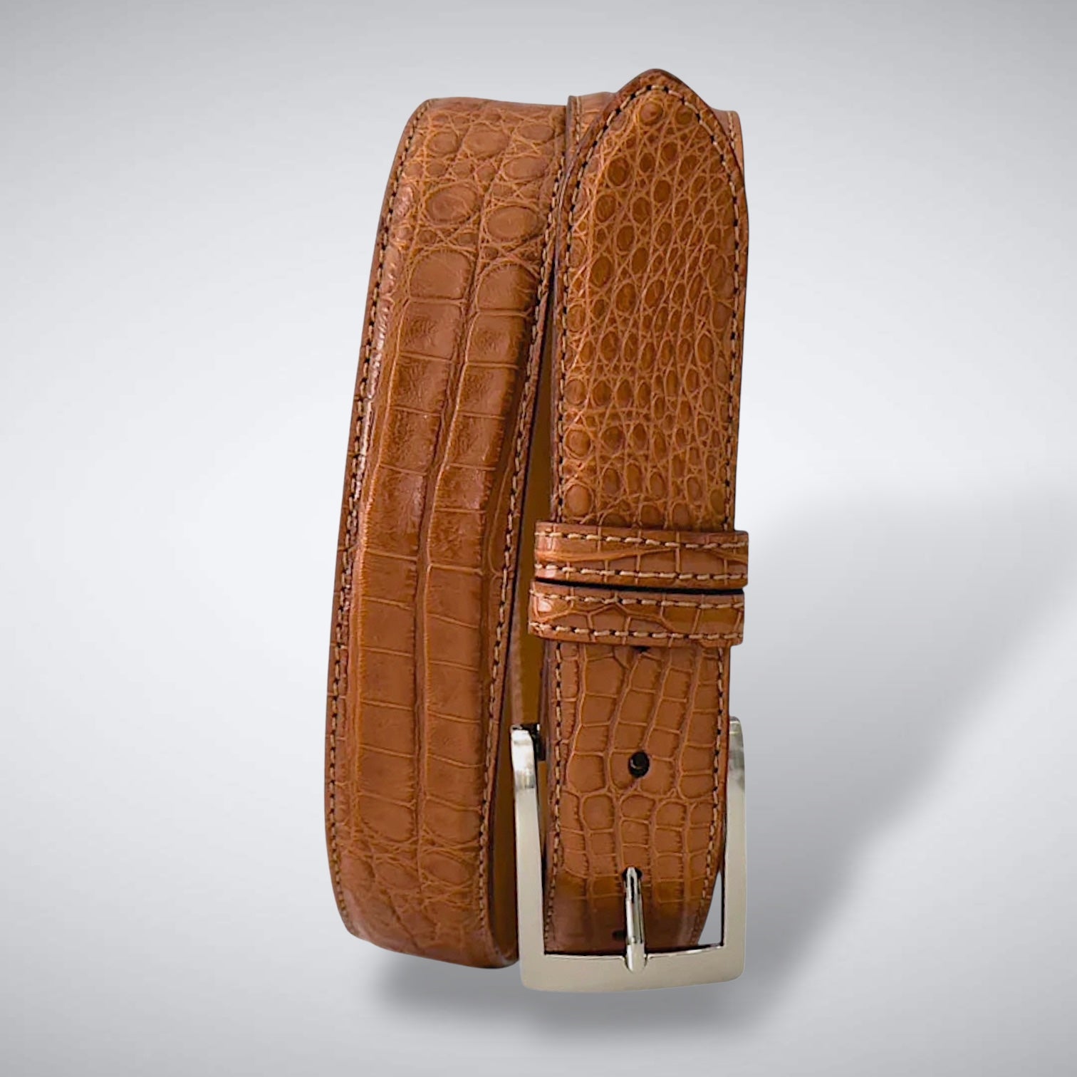 Argentine Caiman Belt: Cognac