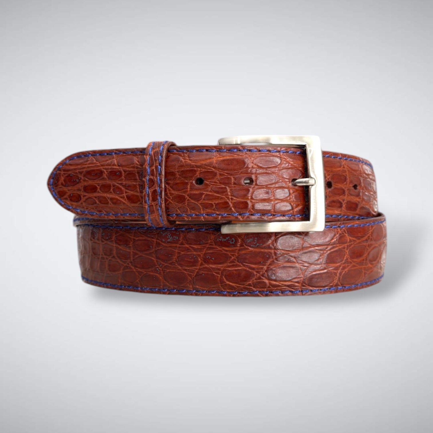 Matte Crocodile Belt: Cognac
