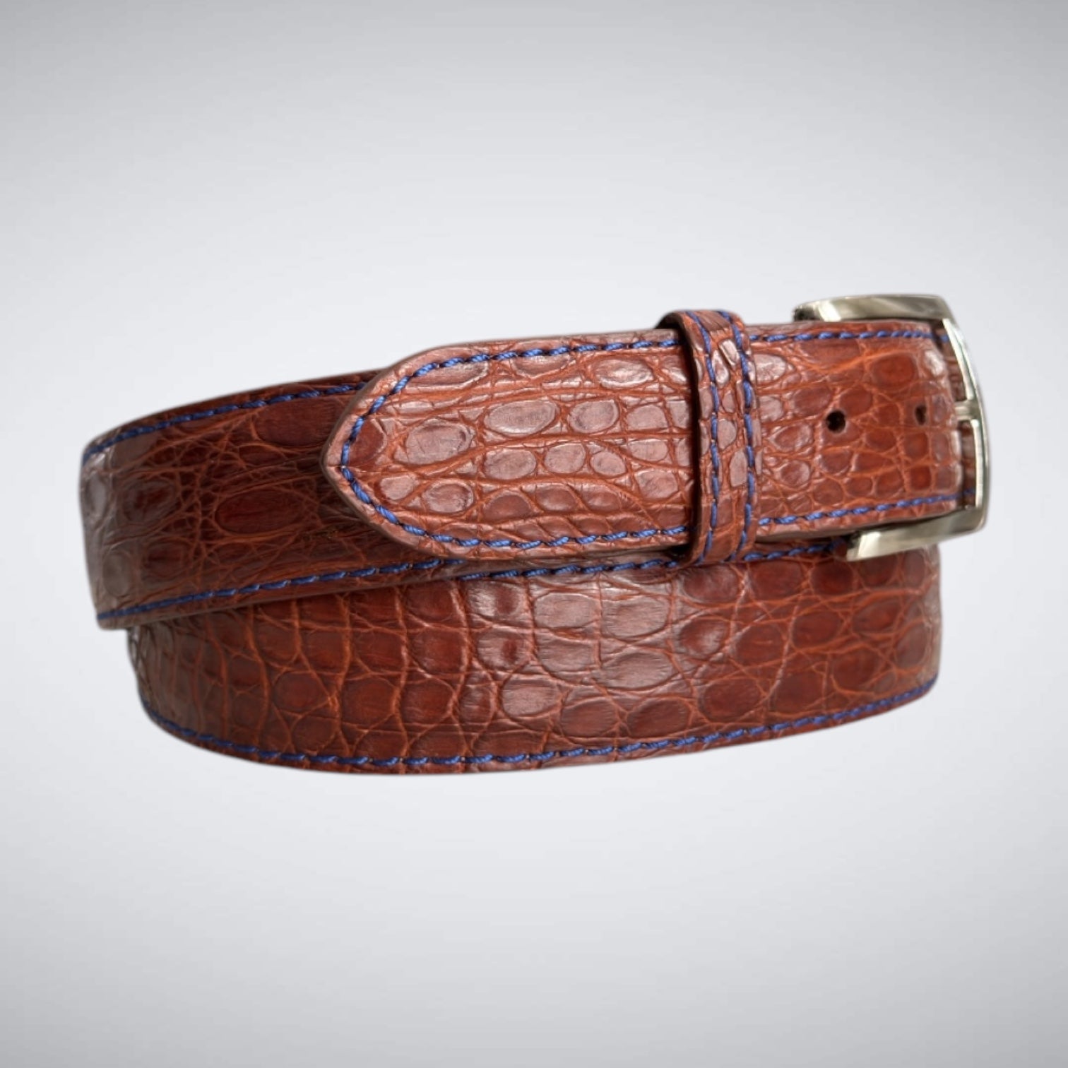 Matte Crocodile Belt: Cognac