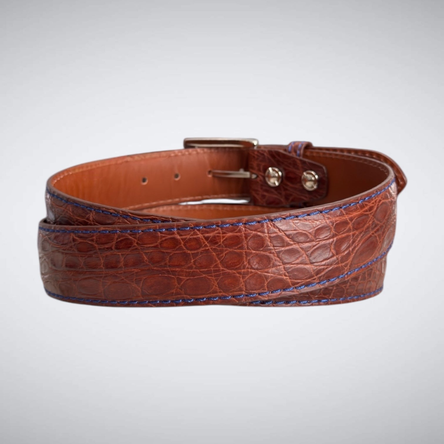 Matte Crocodile Belt: Cognac