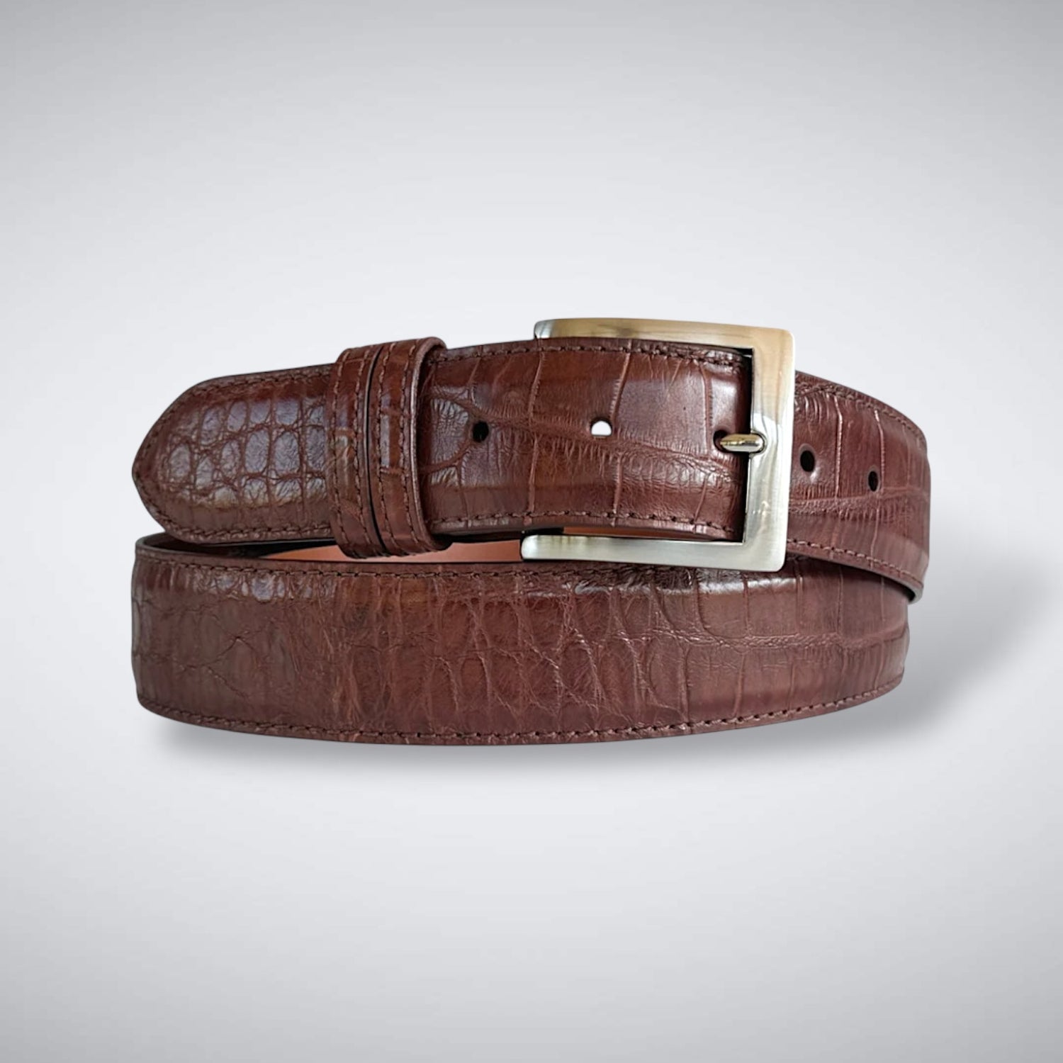 American Matte Alligator Belt: Dark Cognac