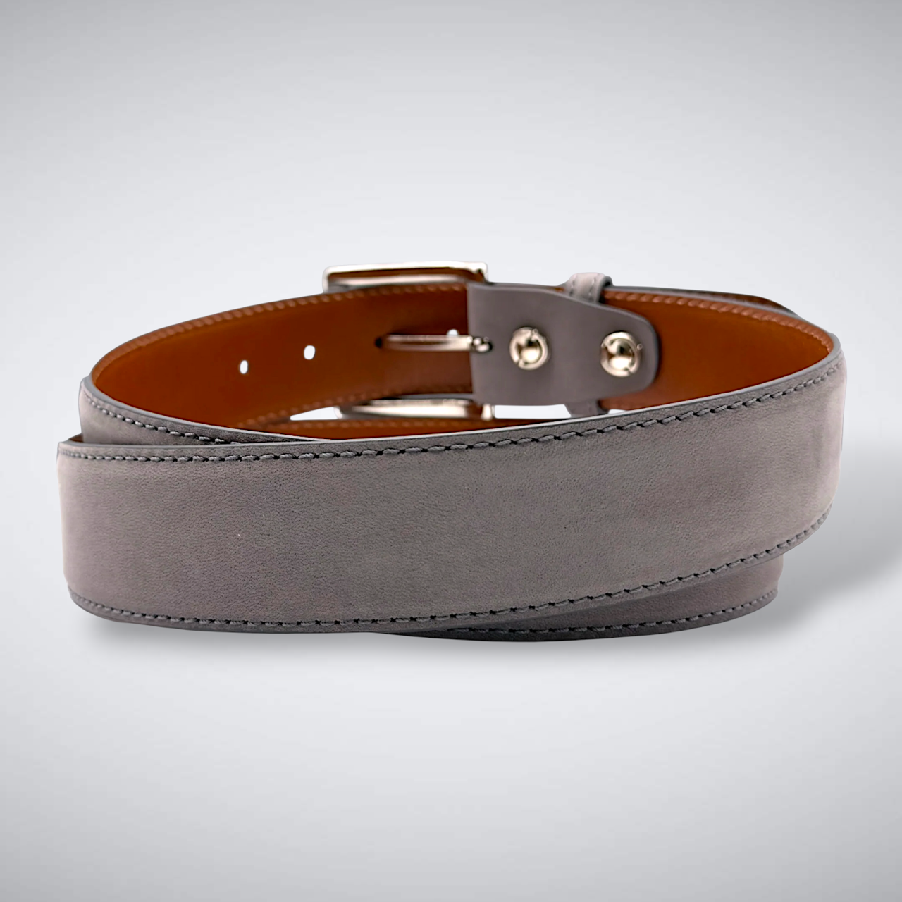 Italian Suede Calf Belt: Grey