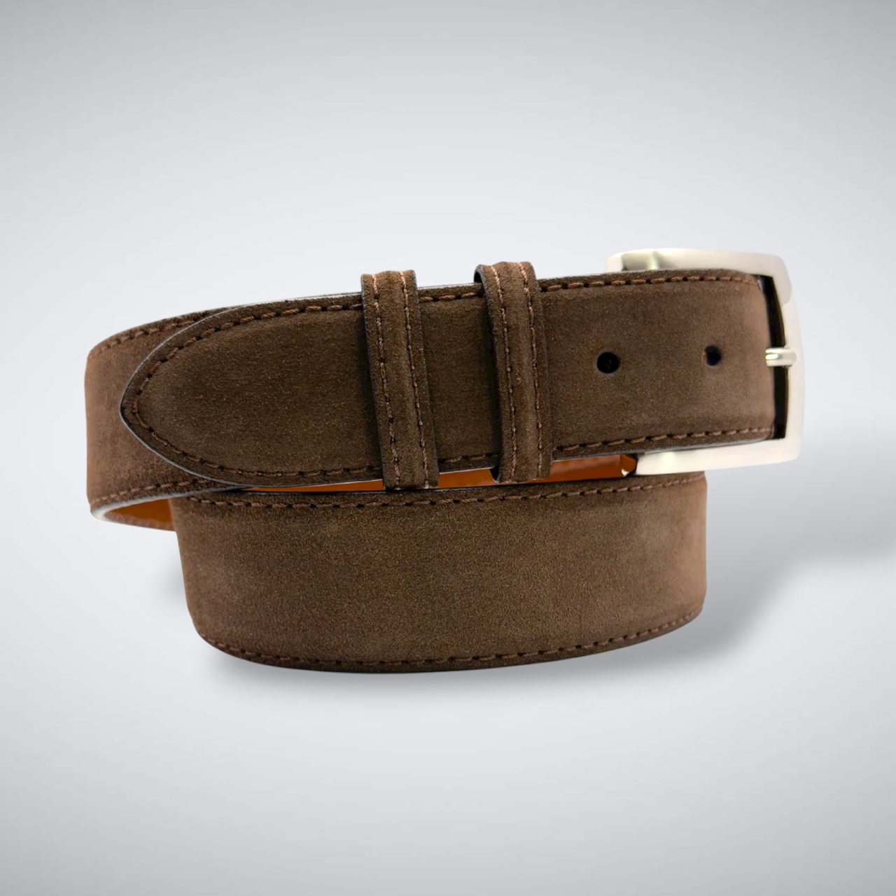 Italian Suede Calf Belt: Brown