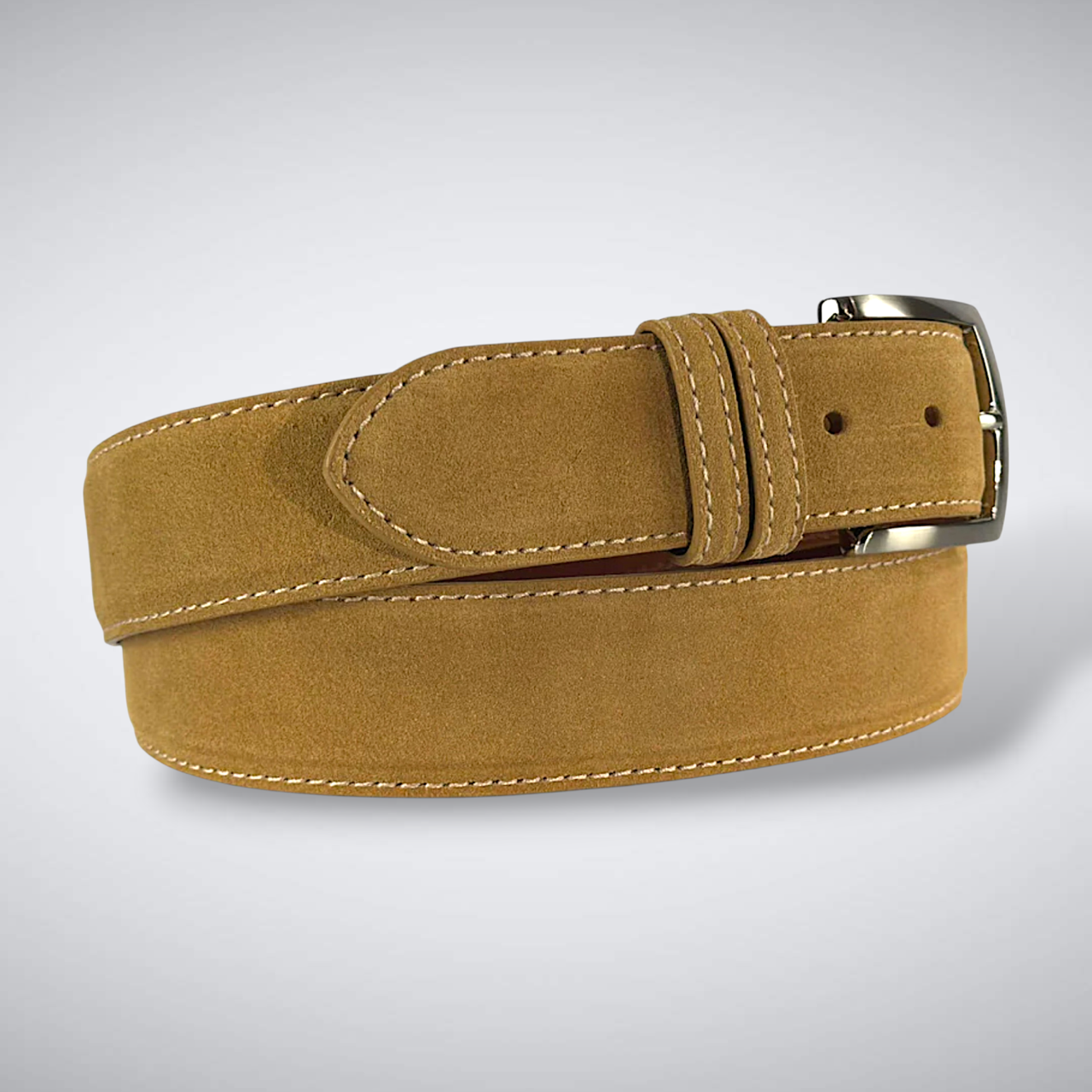 Italian Suede Calf Belt: Tan