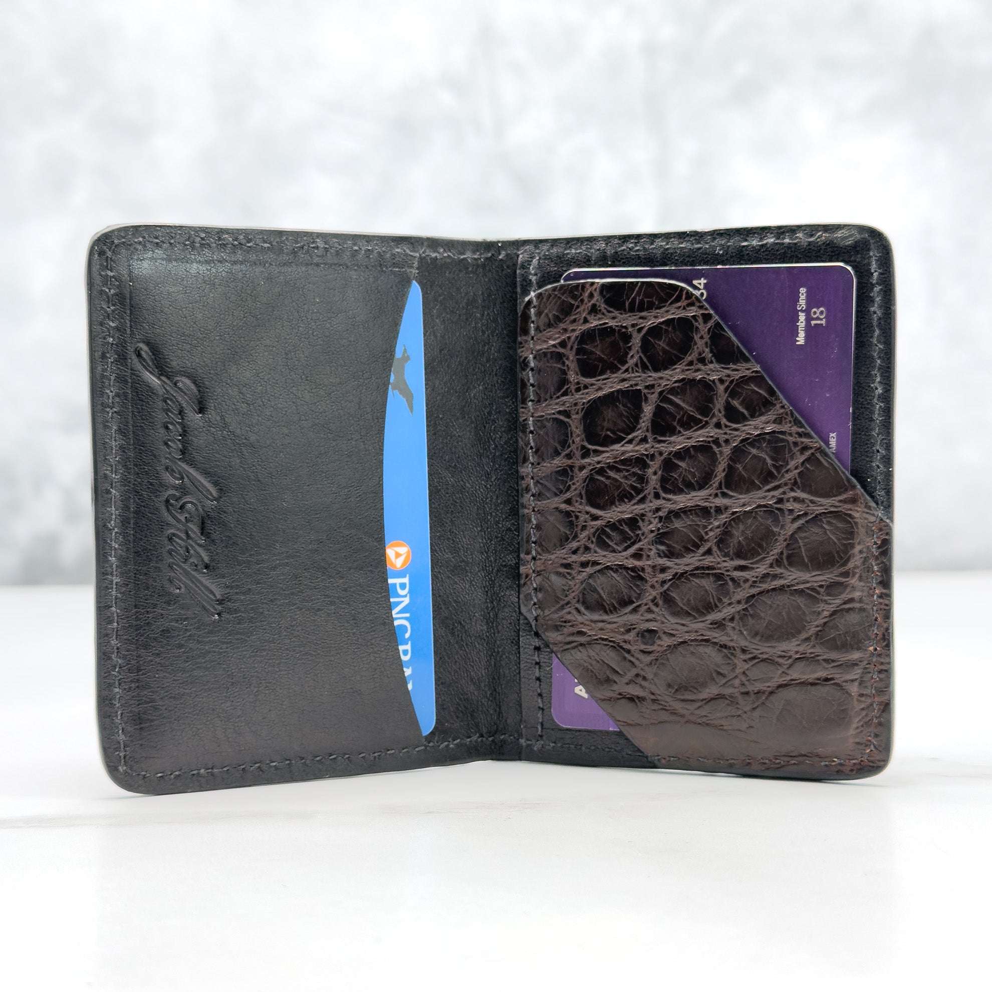 Matte Alligator Gaston Card Case: Espresso