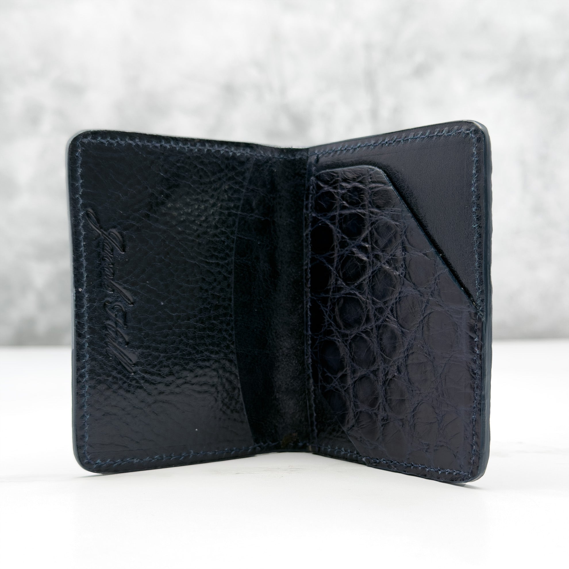 Matte Alligator Gaston Card Case: Navy
