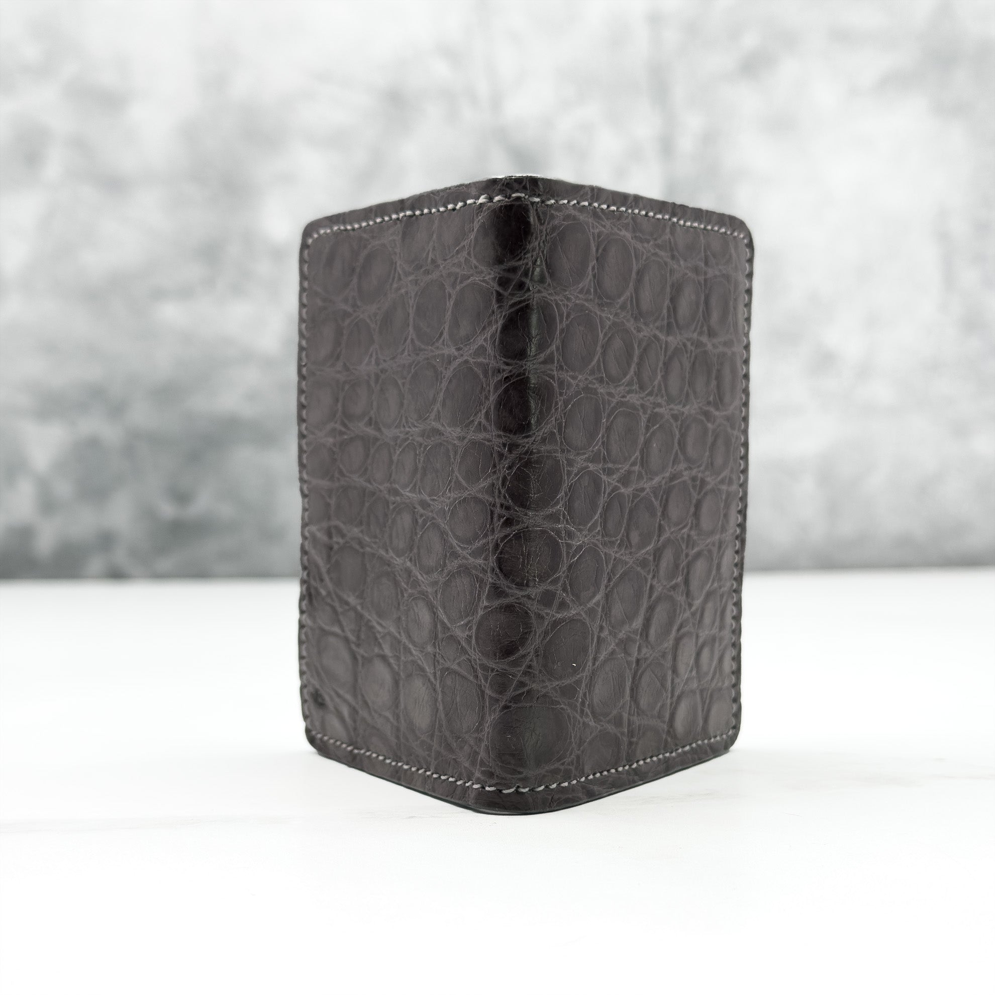 Matte Alligator Gaston Card Case: Grey