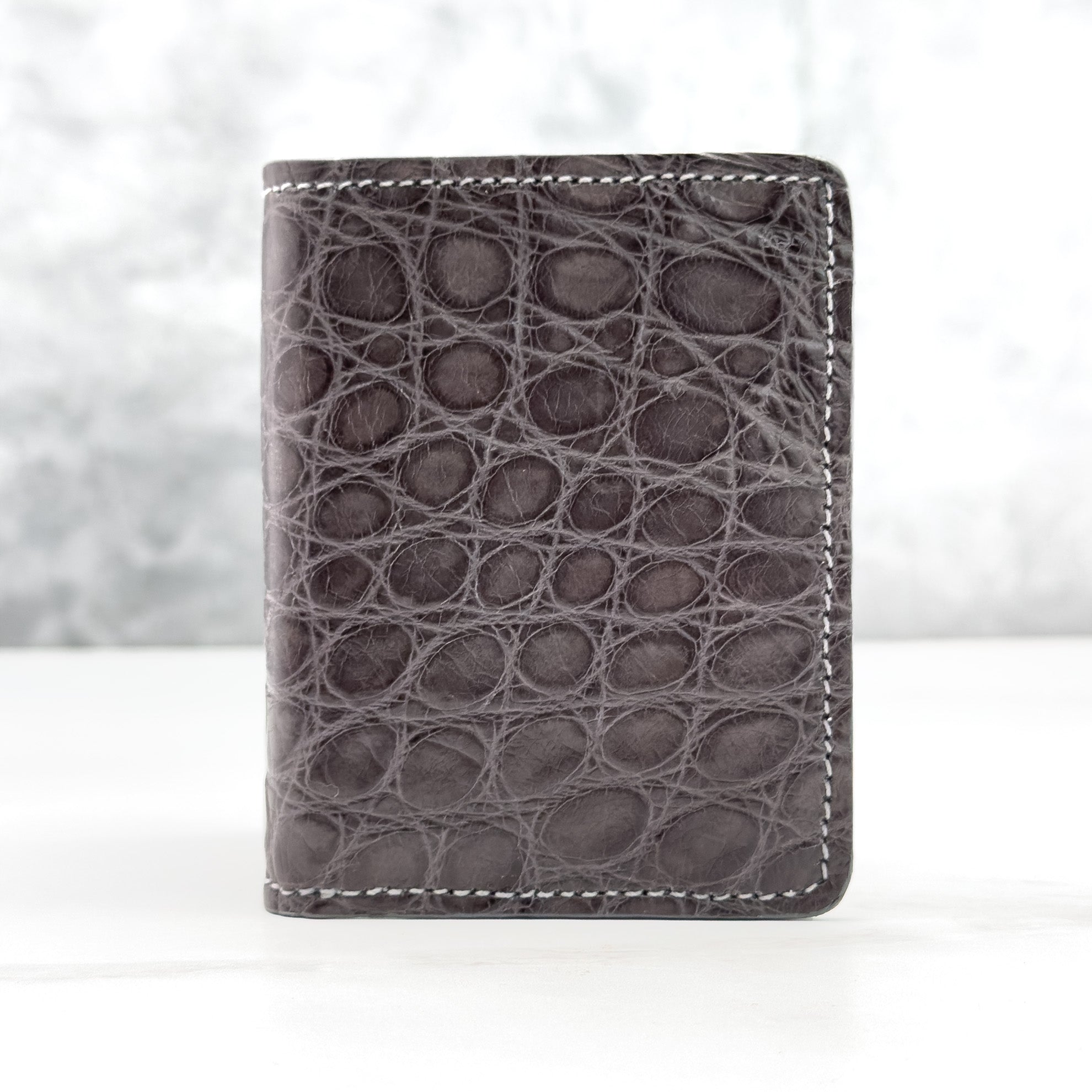 Matte Alligator Gaston Card Case: Grey