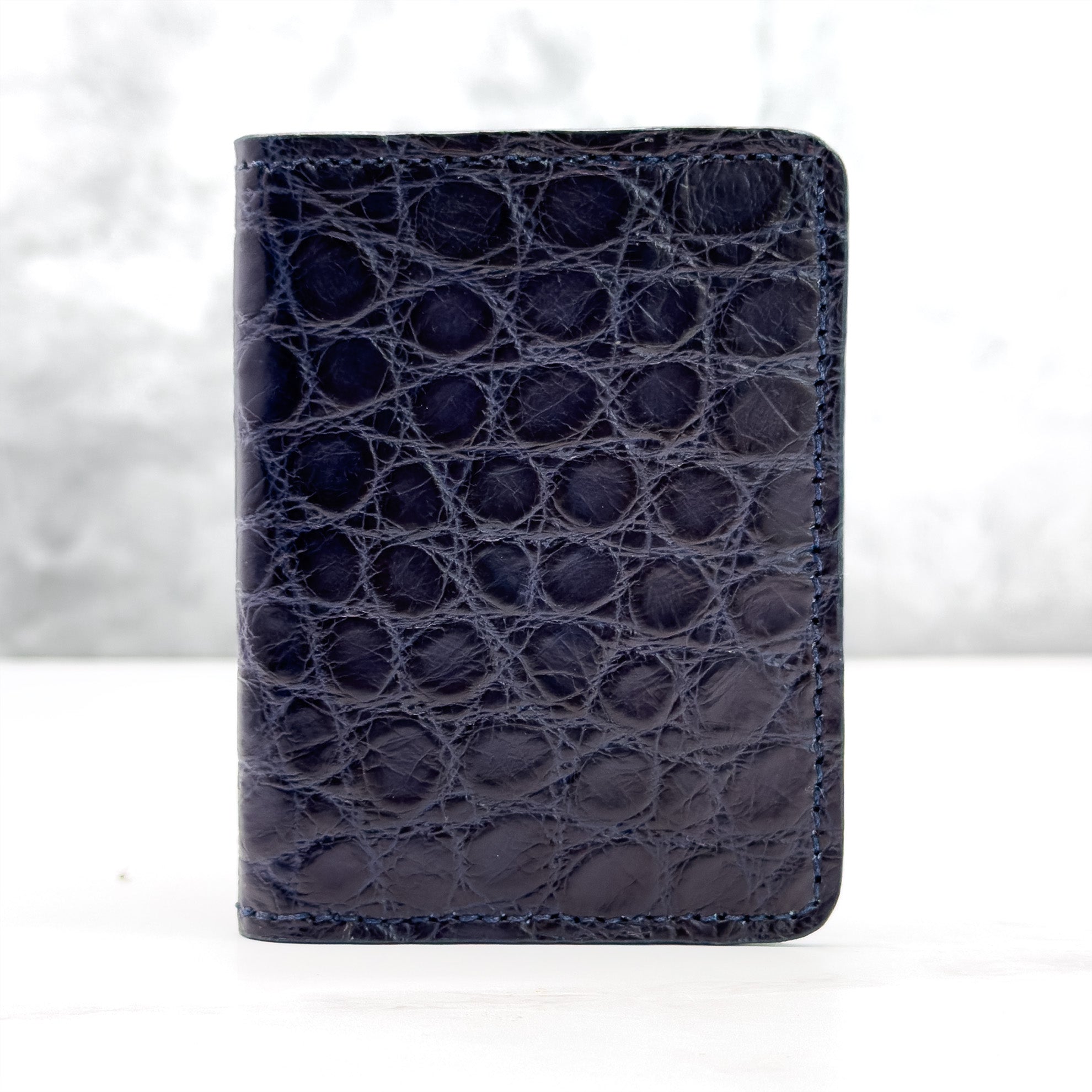 Matte Alligator Gaston Card Case: Navy