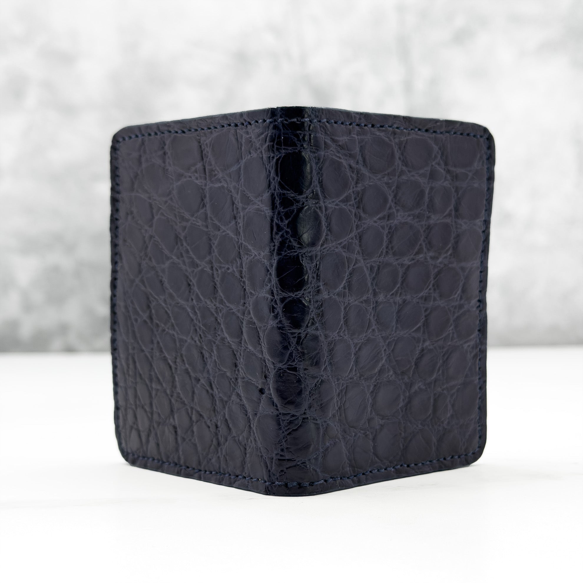 Matte Alligator Gaston Card Case: Navy