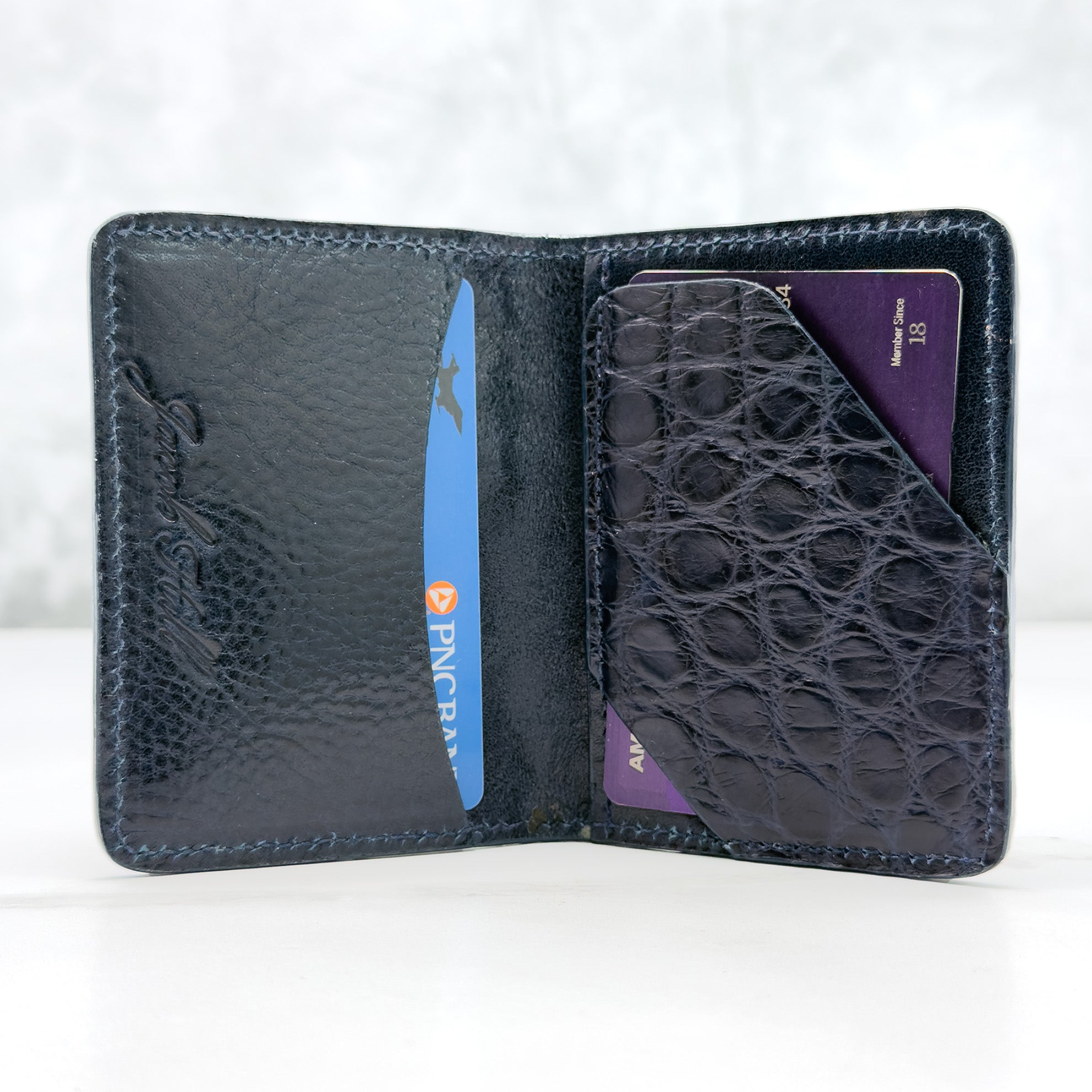 Matte Alligator Gaston Card Case: Navy
