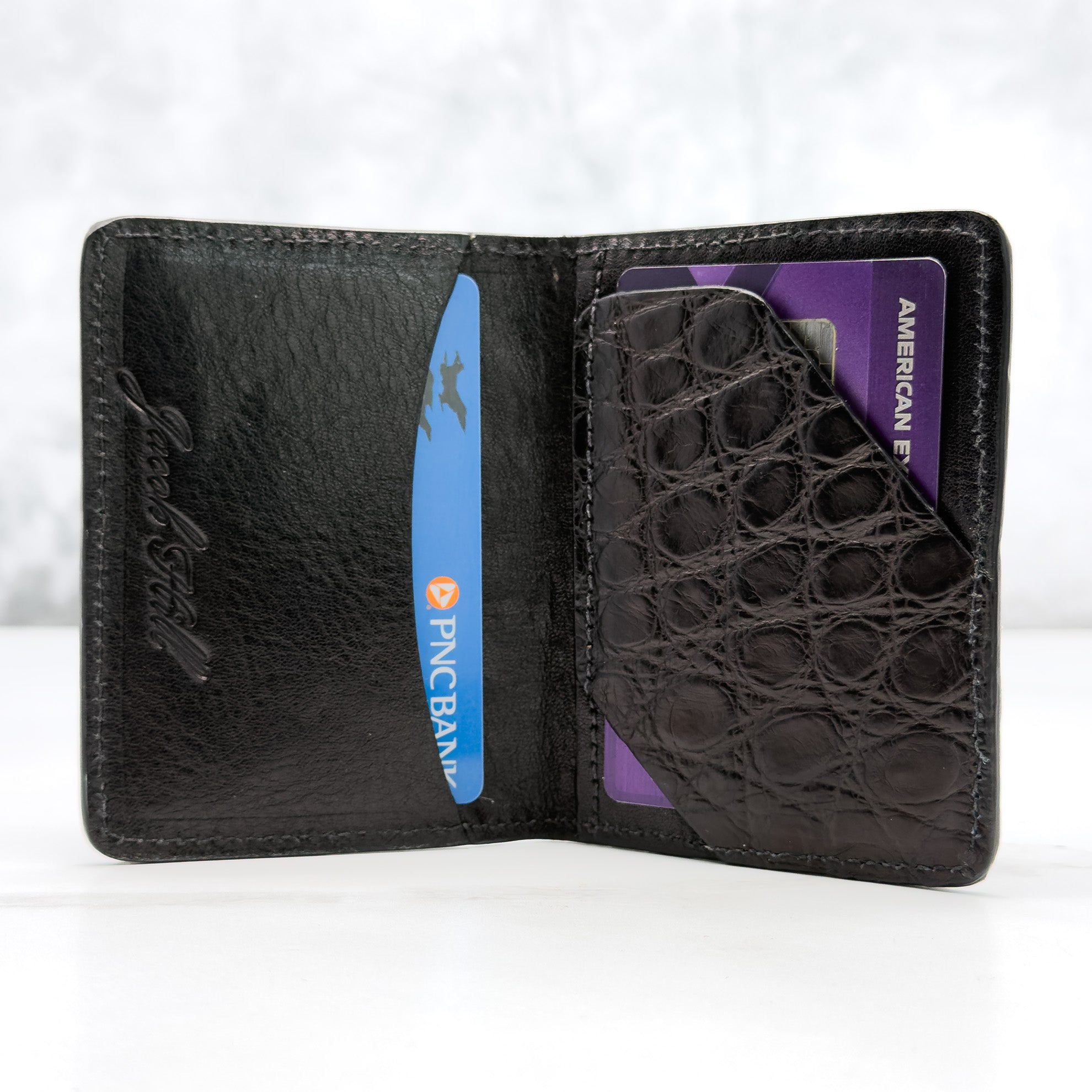 Matte Alligator Gaston Card Case: Black