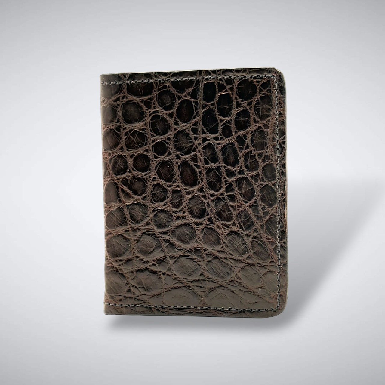 Matte Alligator Gaston Card Case: Espresso