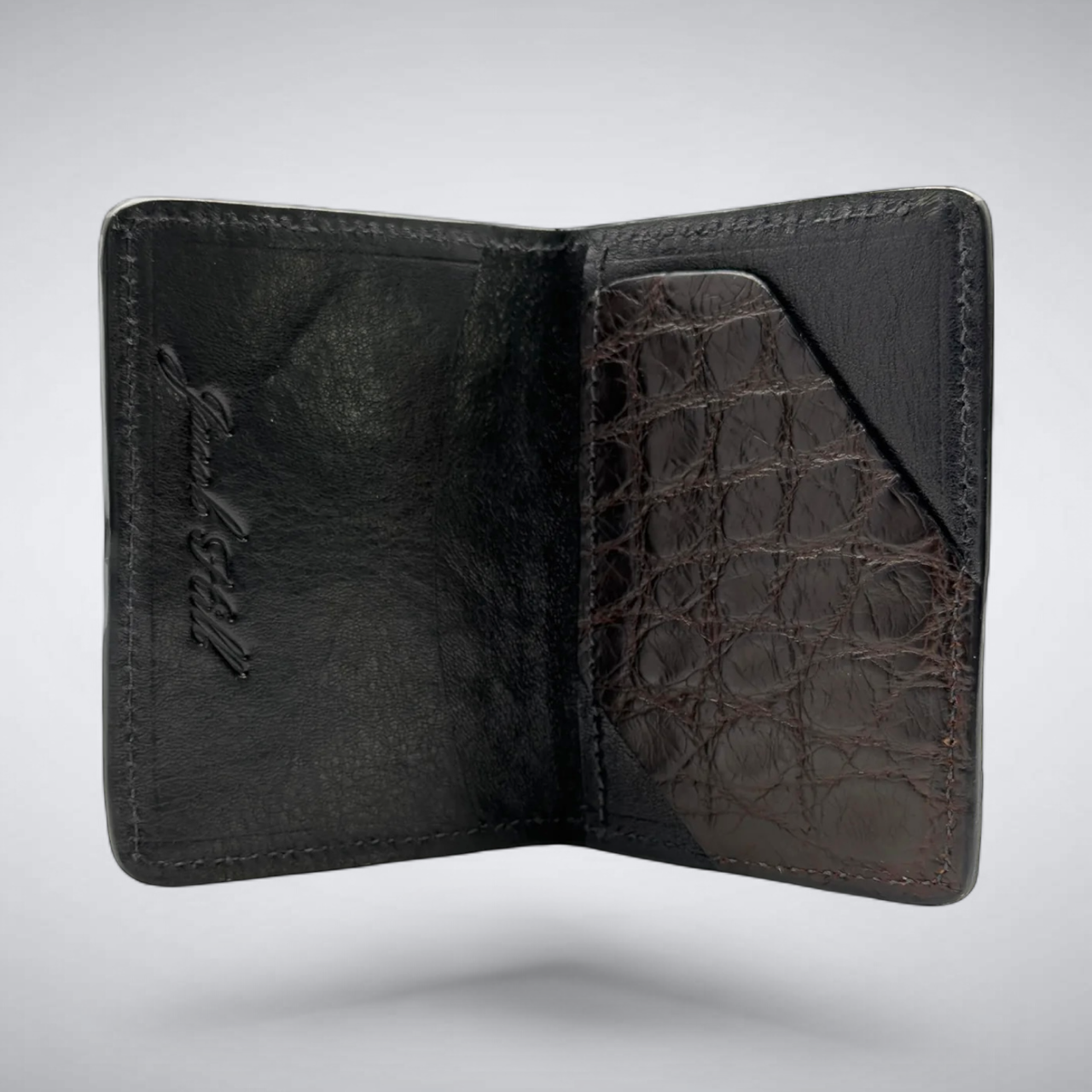 Matte Alligator Gaston Card Case: Espresso